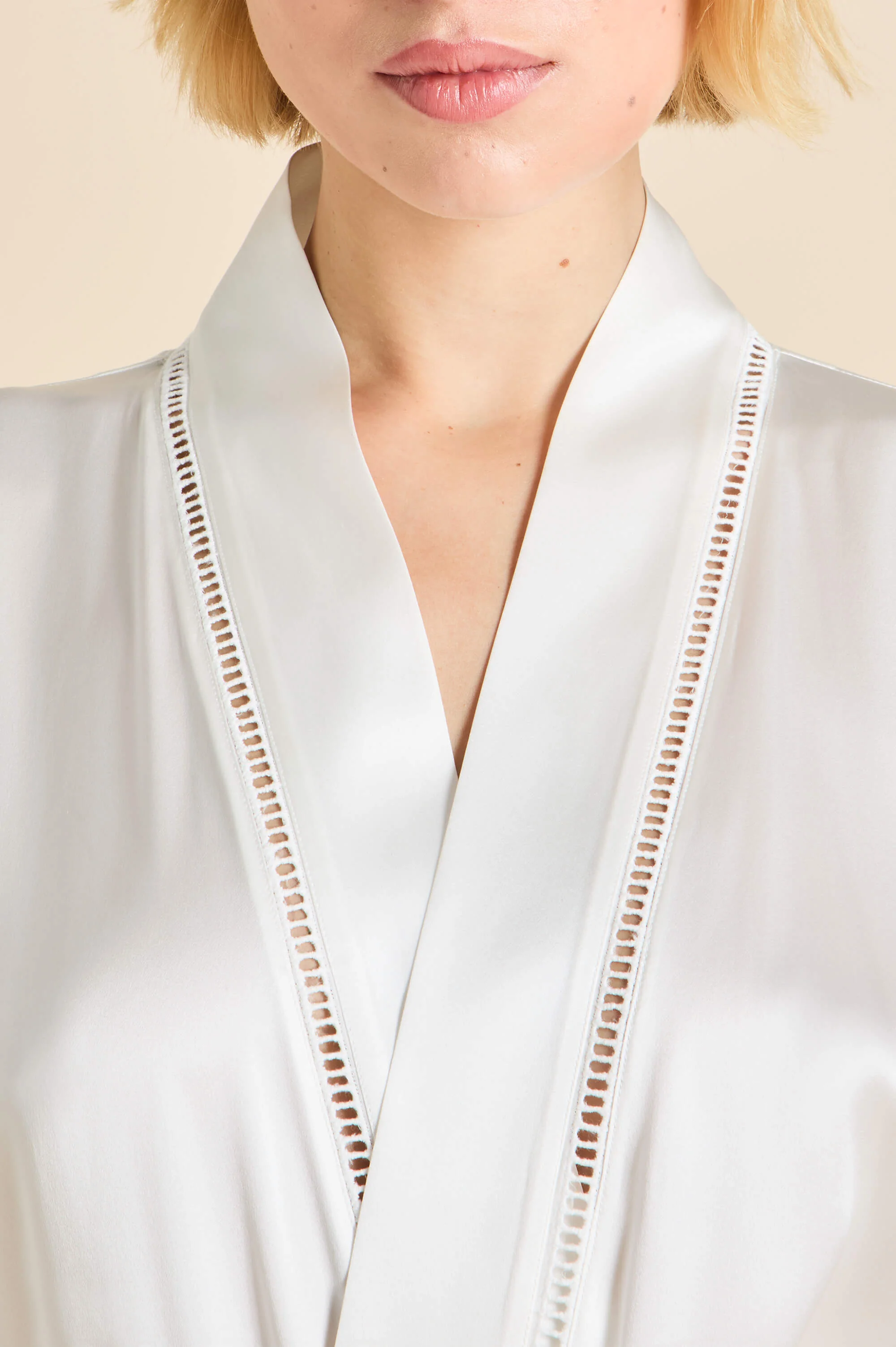 Gloria Ivory Robe in Silk Satin - Image 3