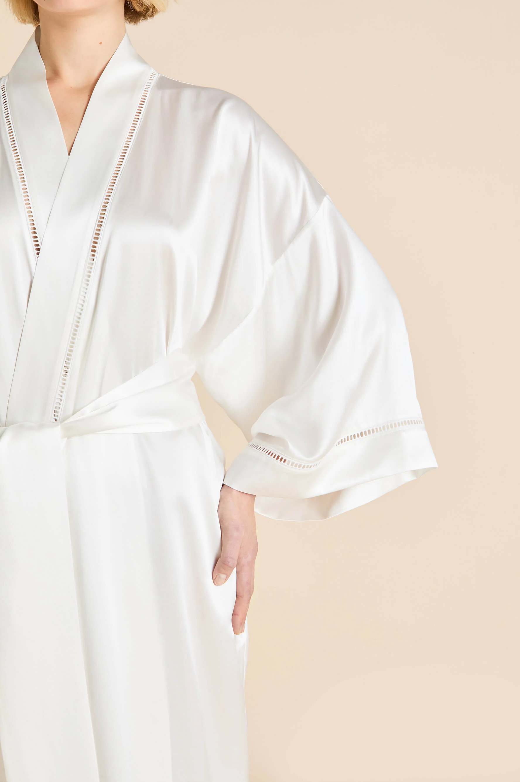Gloria Ivory Robe in Silk Satin - Image 4