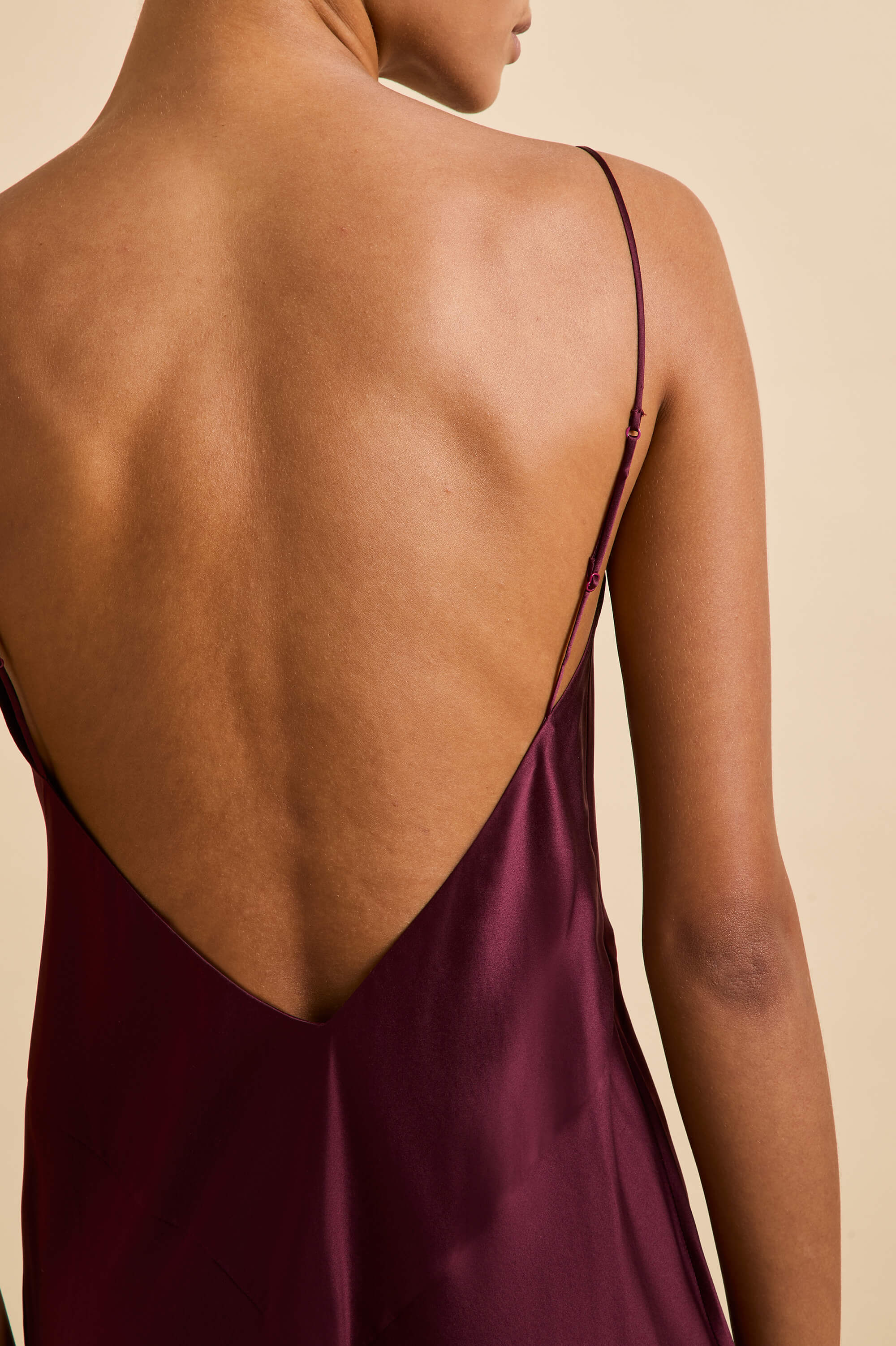 Ilse Burgundy Slip Dress in Silk Satin - Image 4