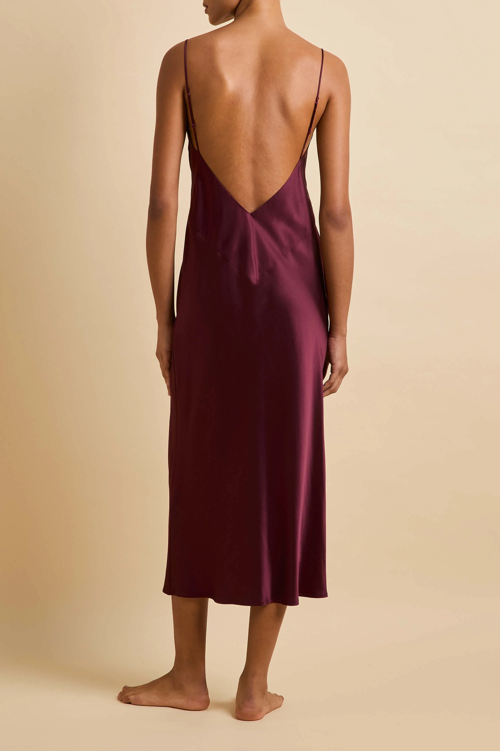 Ilse Burgundy Slip Dress in Silk Satin - Image 5