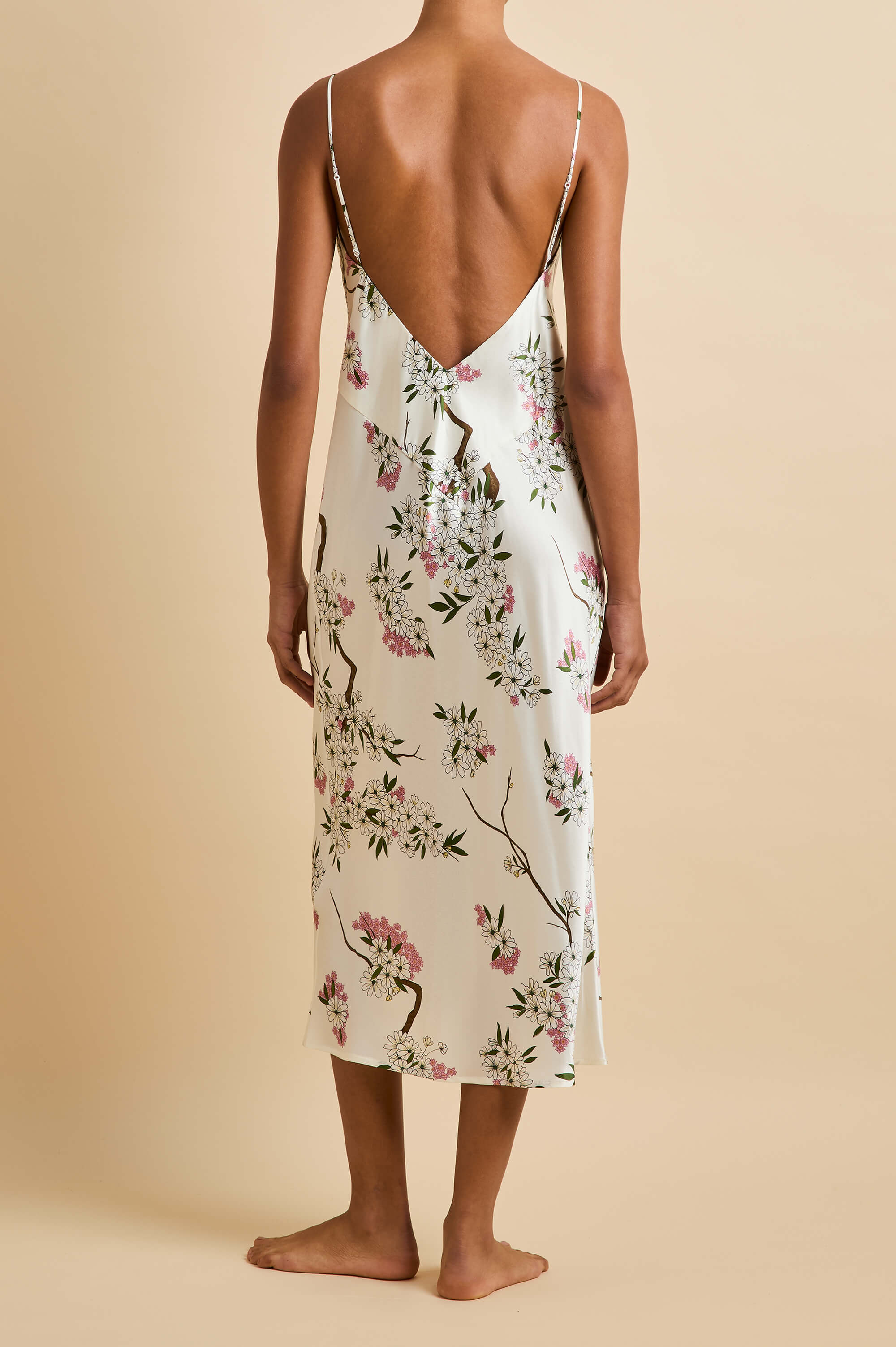 Ilse Ana Ivory Blossom Slip Dress in Silk Satin - Image 5