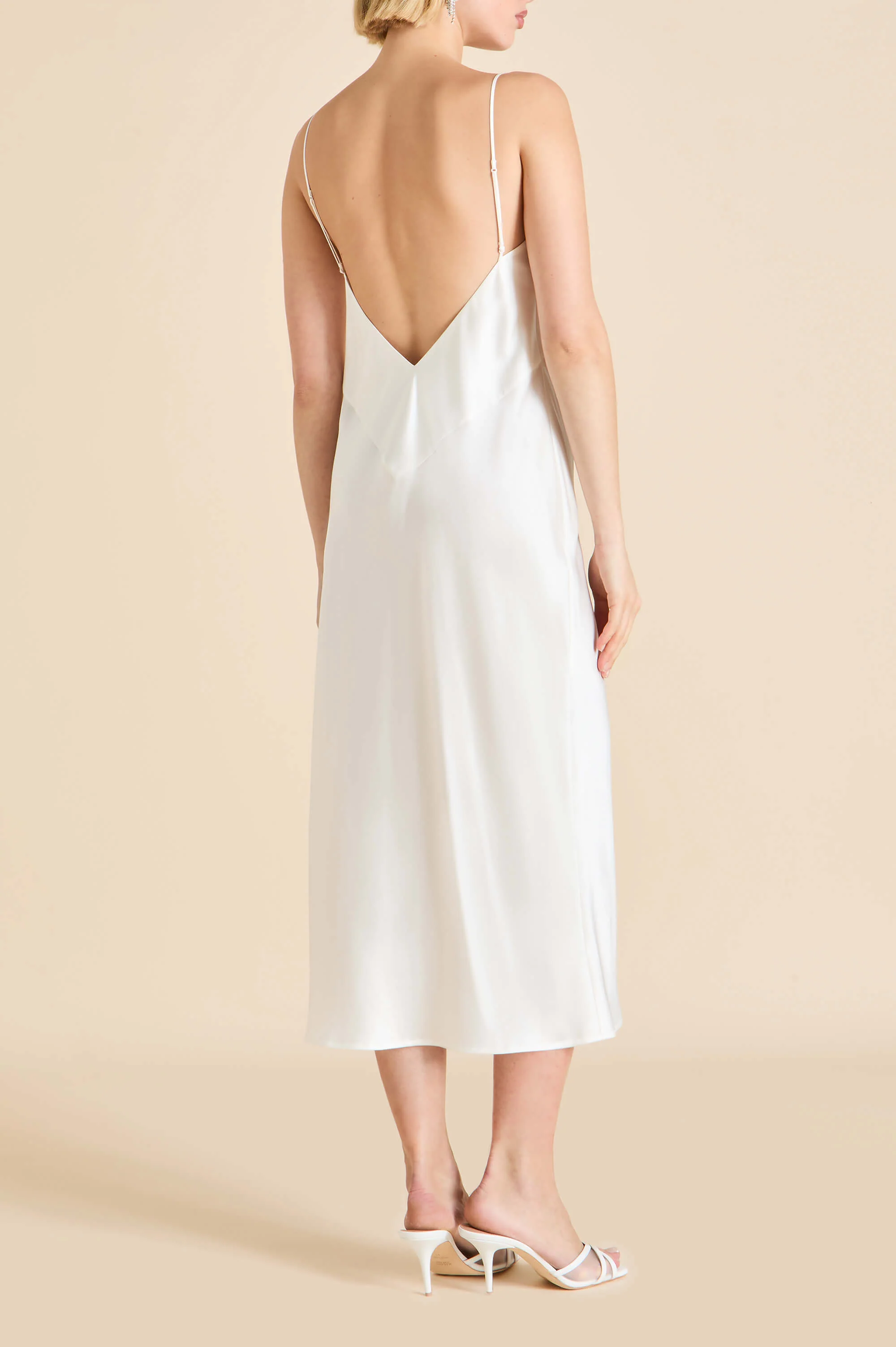 Ilse Ivory Slip Dress in Silk Satin - Image 4