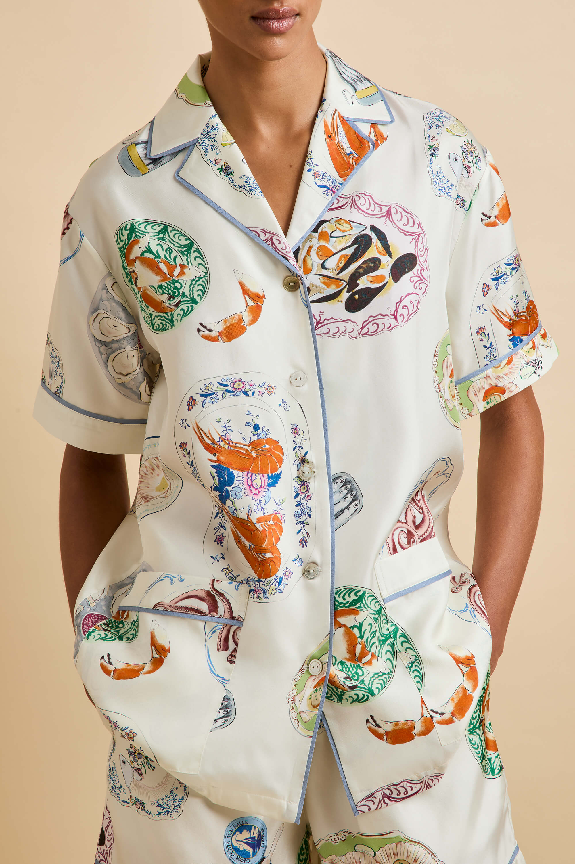 Ingo Córdoba Ivory Seafood Pyjamas in Silk Twill - Image 3