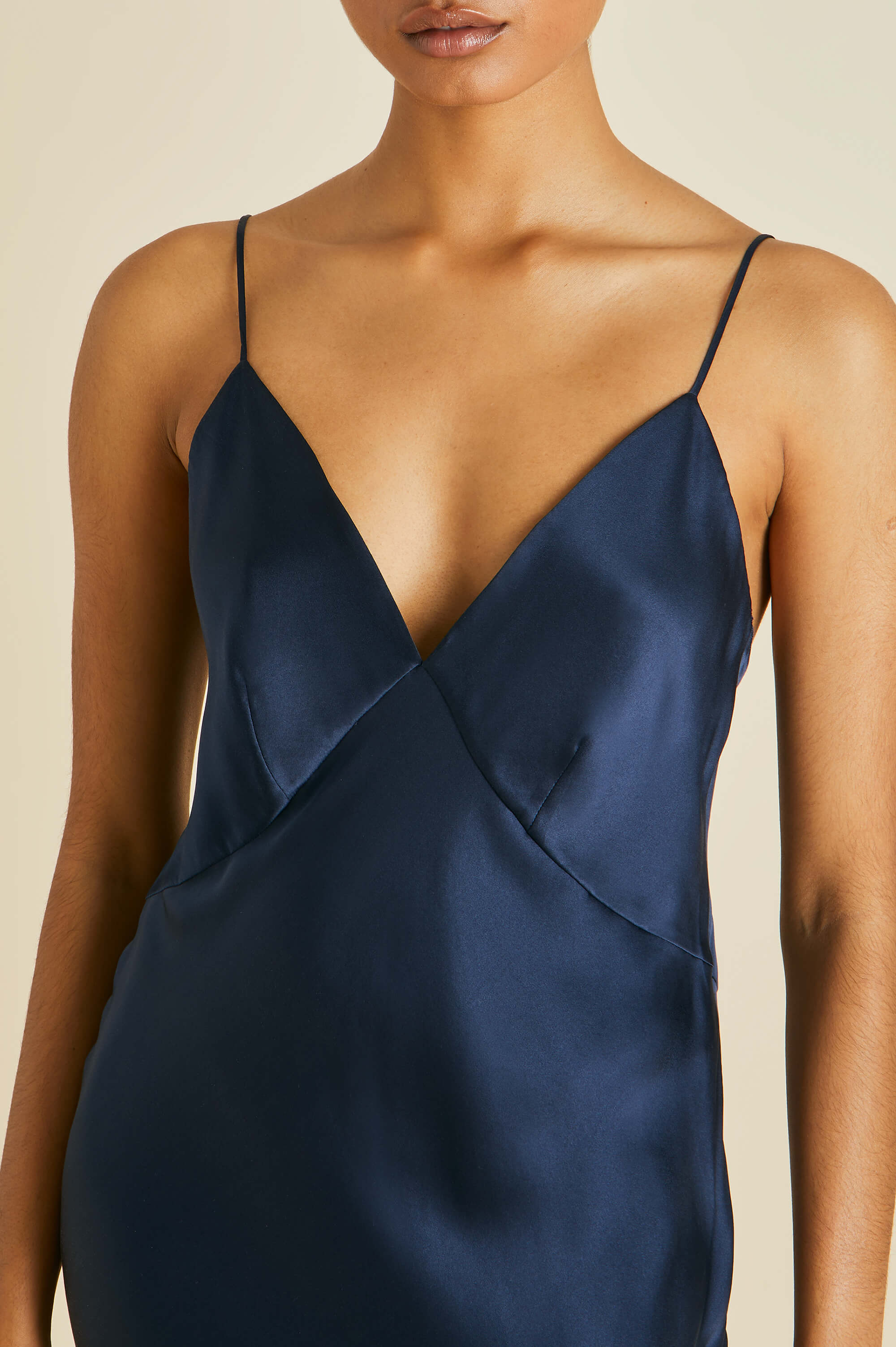 Issa Navy Slip Dress in Silk Satin - Image 4