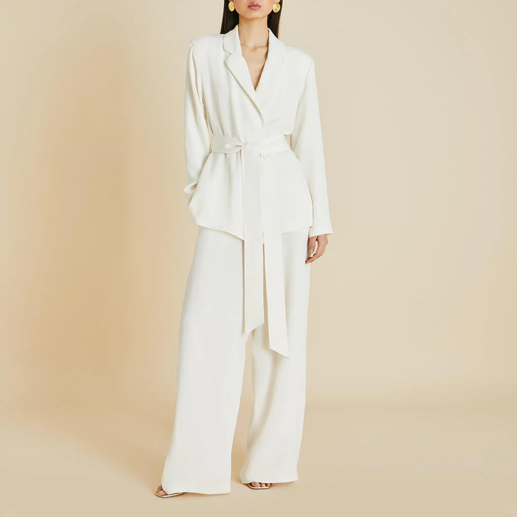 Jagger Ivory Pyjamas in Marocain - Image 2