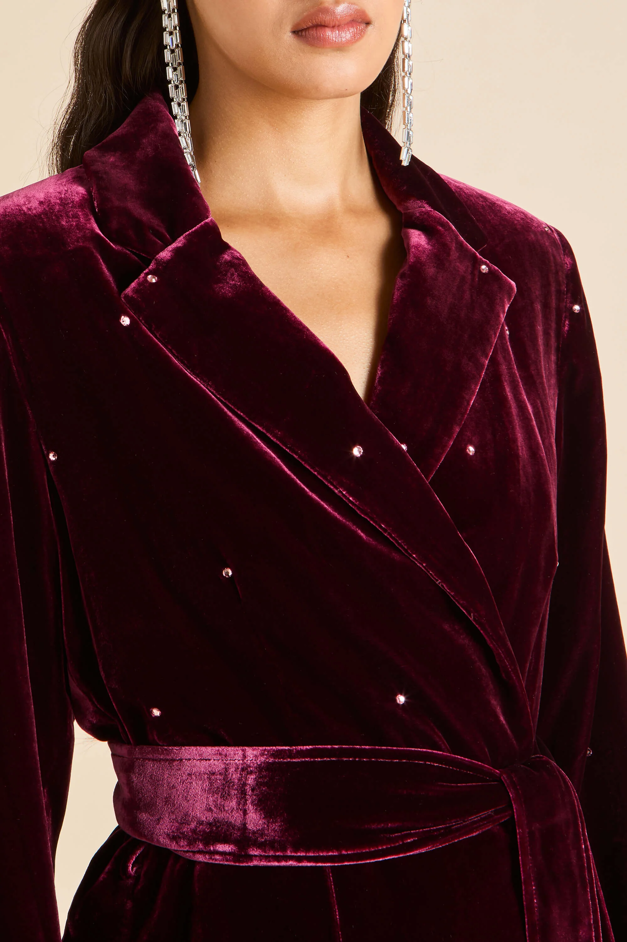 Jagger Ritzy Red Crystal Pyjamas in Silk Velvet - Image 3