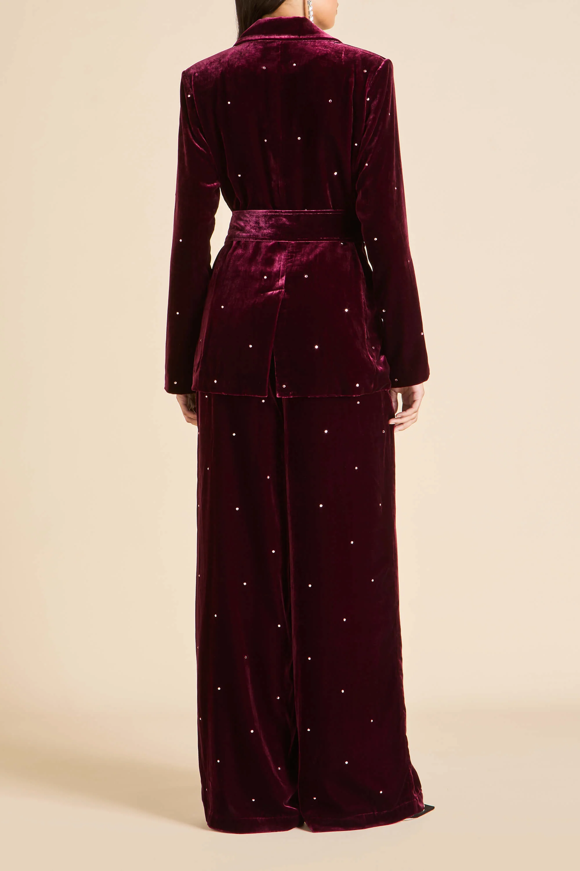 Jagger Ritzy Red Crystal Pyjamas in Silk Velvet - Image 5