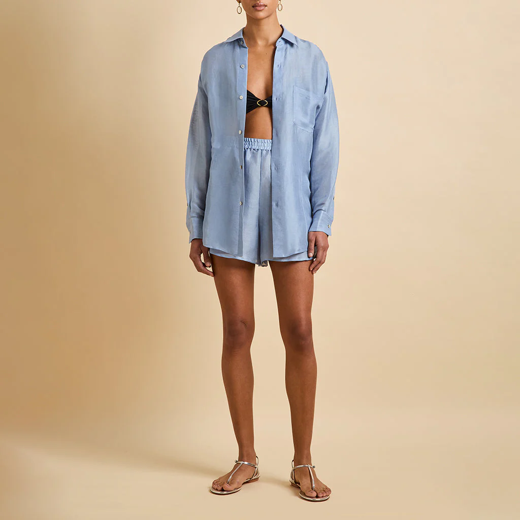 Kick Fog Blue Pyjamas in Linen-Silk - Image 2