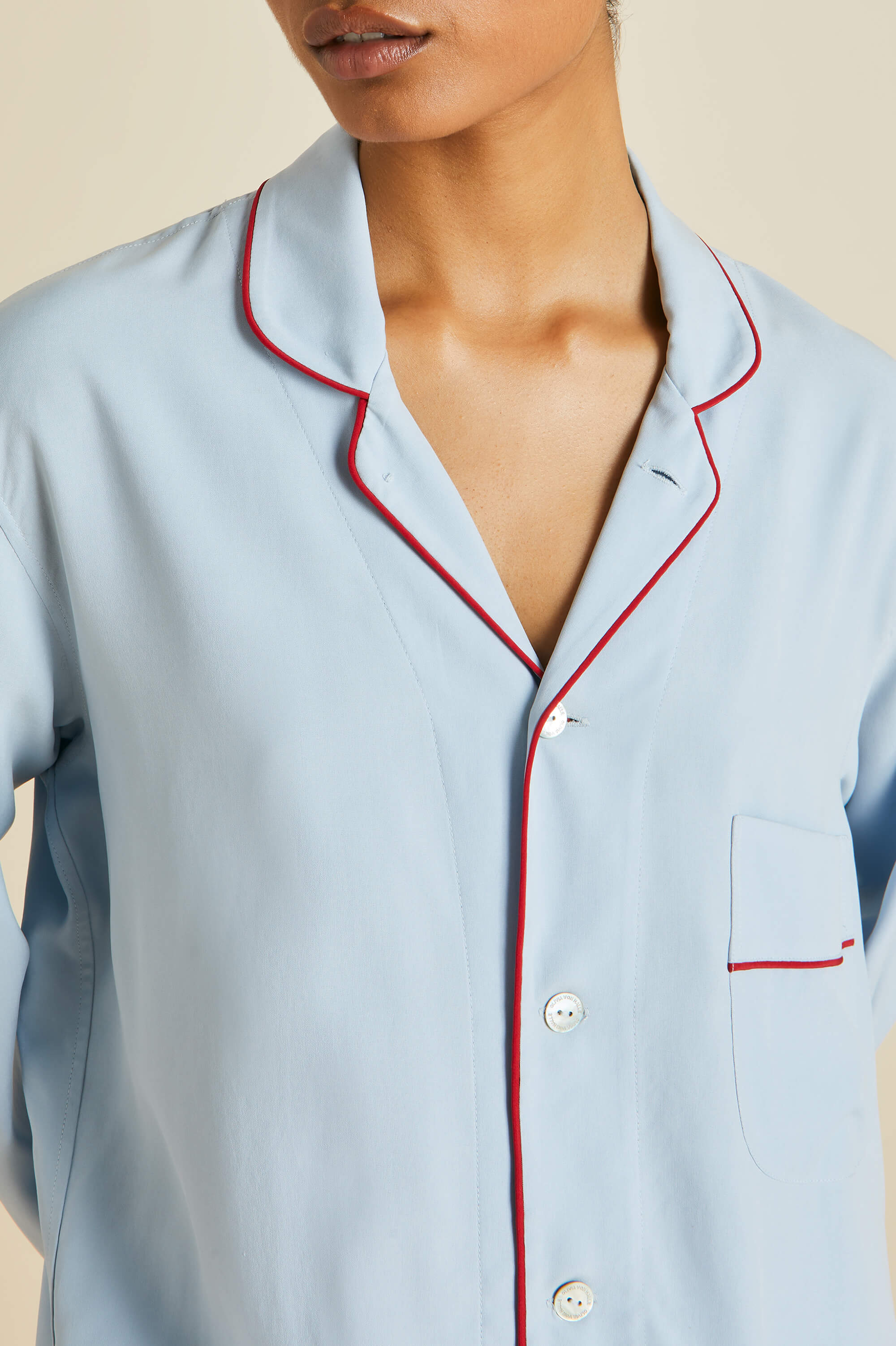 Laurent Cerulean Blue Pyjamas in Sandwashed Silk - Image 3