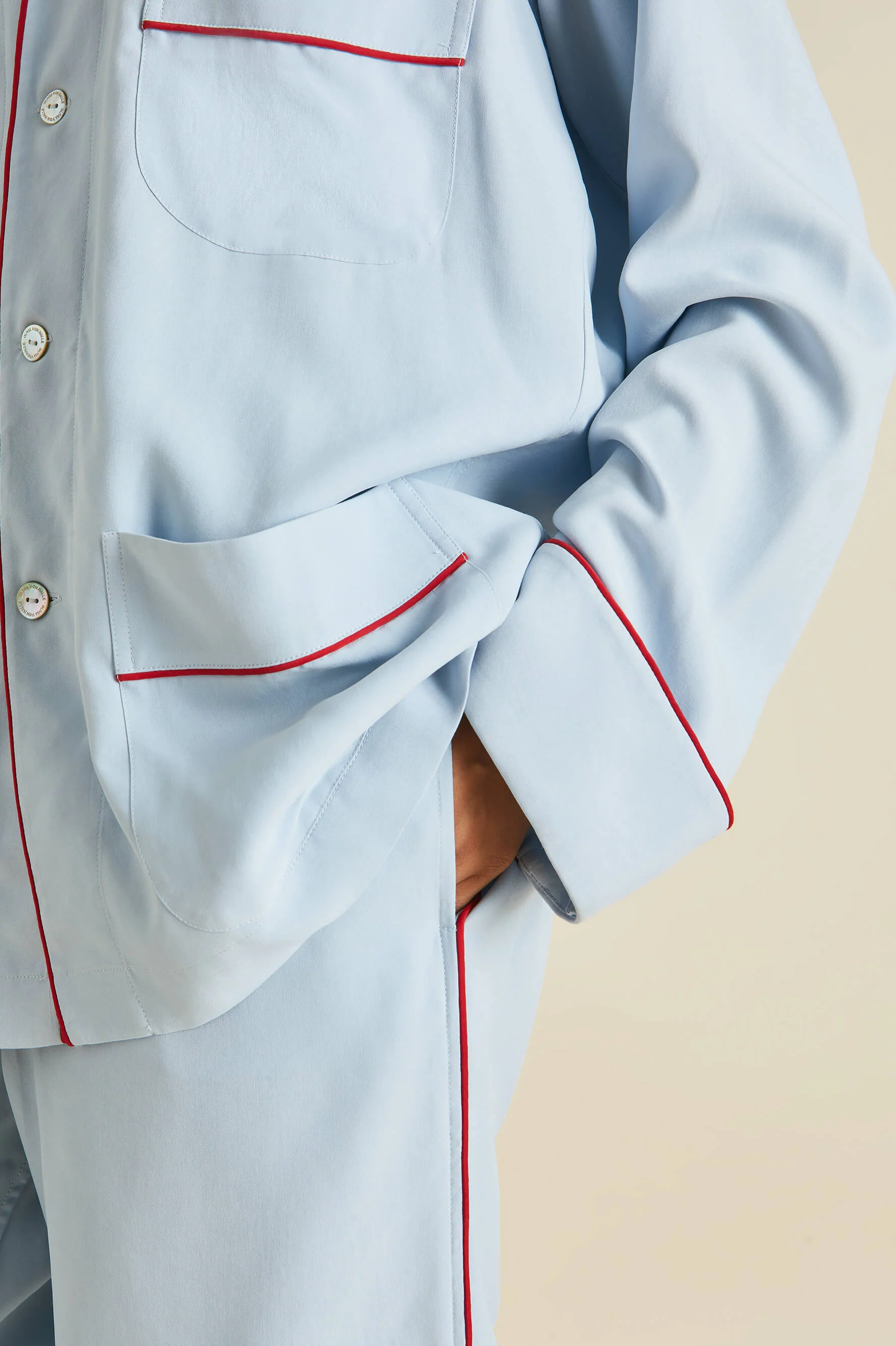 Laurent Cerulean Blue Pyjamas in Sandwashed Silk - Image 4