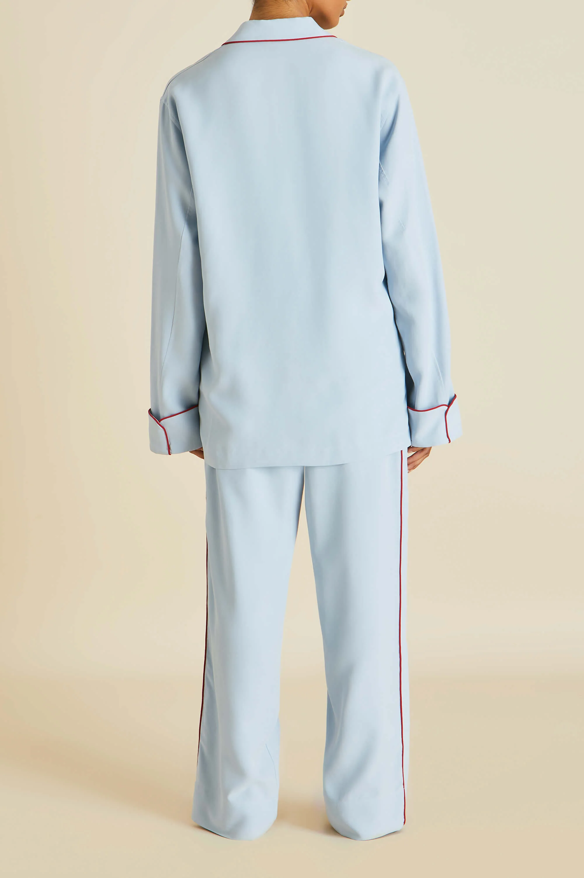 Laurent Cerulean Blue Pyjamas in Sandwashed Silk - Image 6
