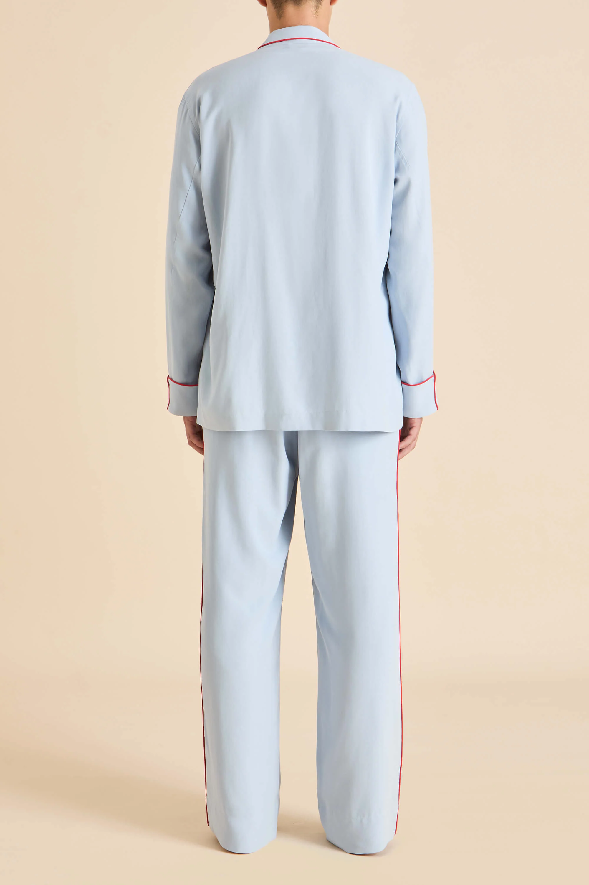 Laurent Cerulean Blue Pyjamas in Sandwashed Silk - Image 10