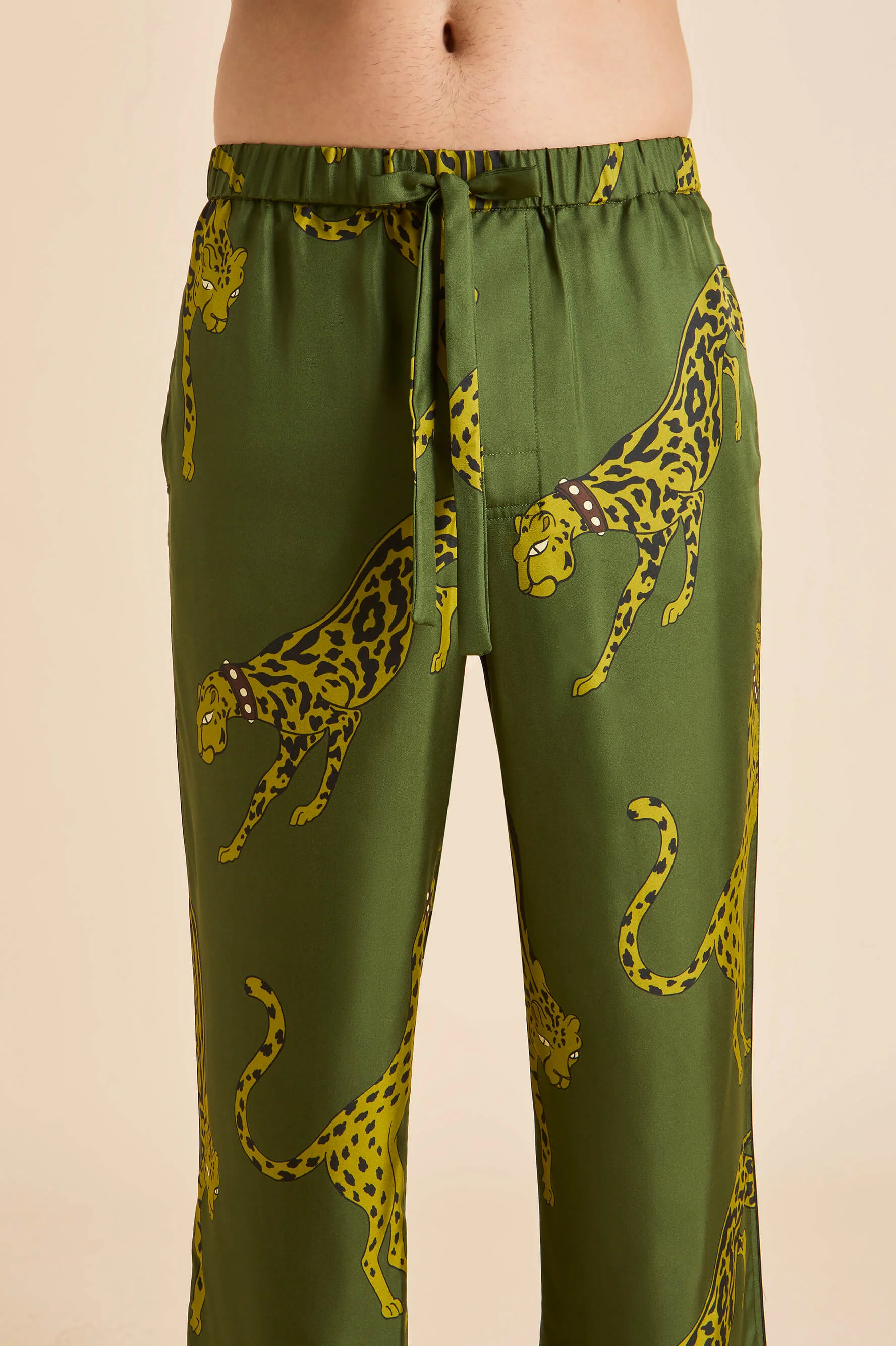 Laurent Nyra Green Leopard Pyjamas in Silk Twill - Image 5