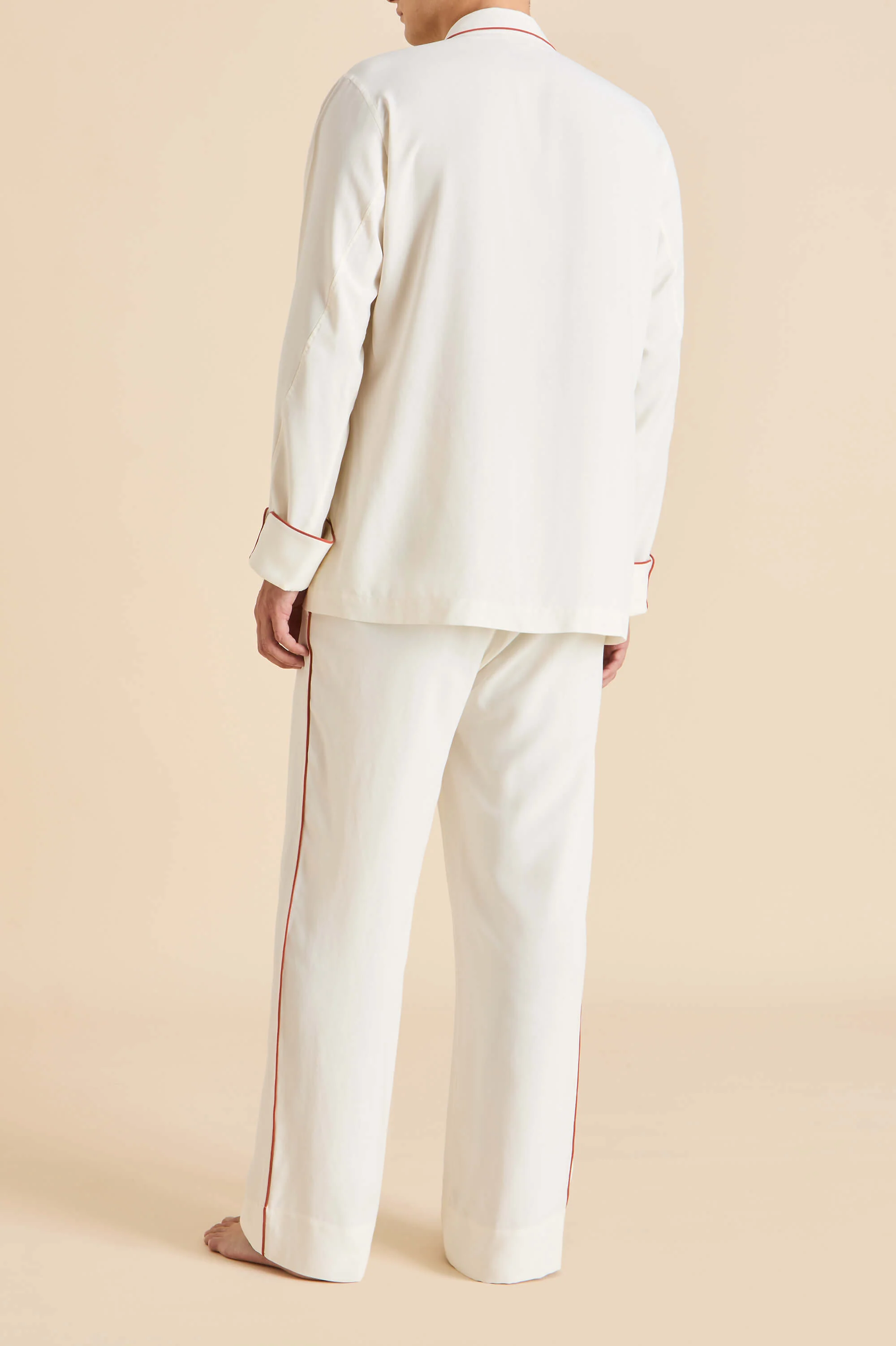 Laurent Ivory Rust Pyjamas in Sandwashed Silk - Image 5