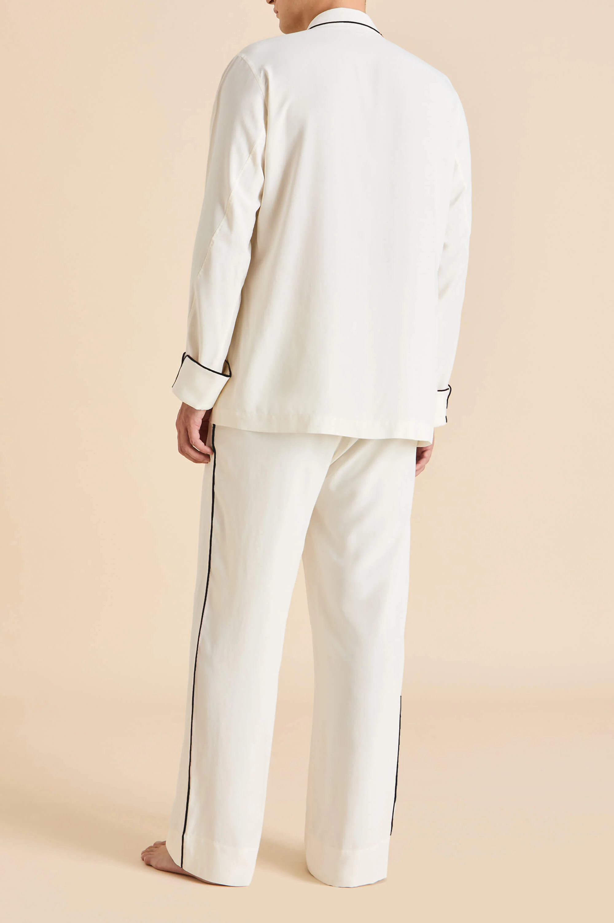 Laurent Ivory Pyjamas in Sandwashed Silk - Image 4