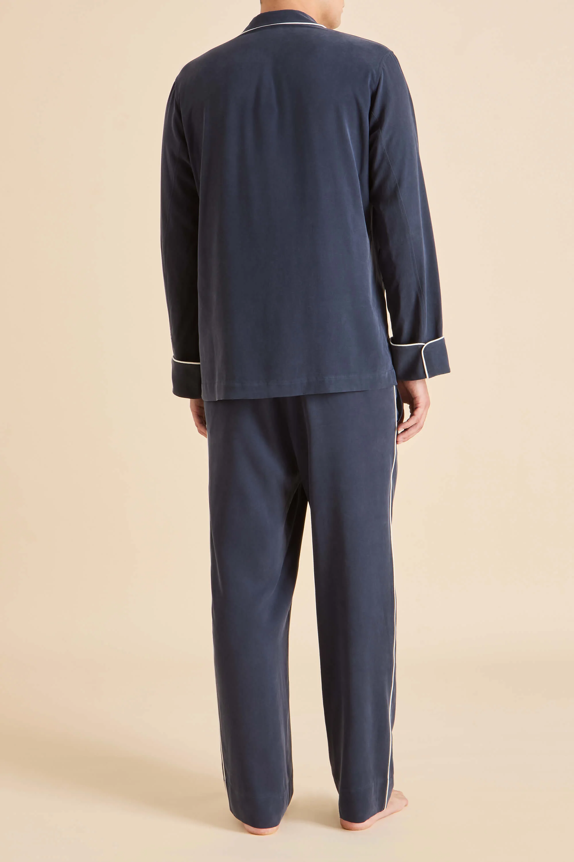 Laurent Navy Pyjamas in Sandwashed Silk - Image 6