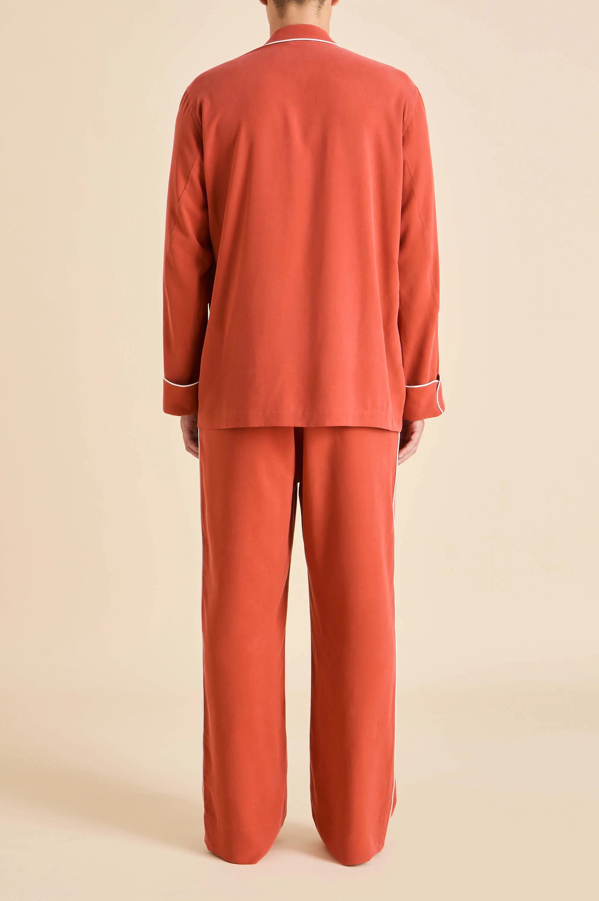 Laurent Rust Pyjamas in Sandwashed Silk - Image 6