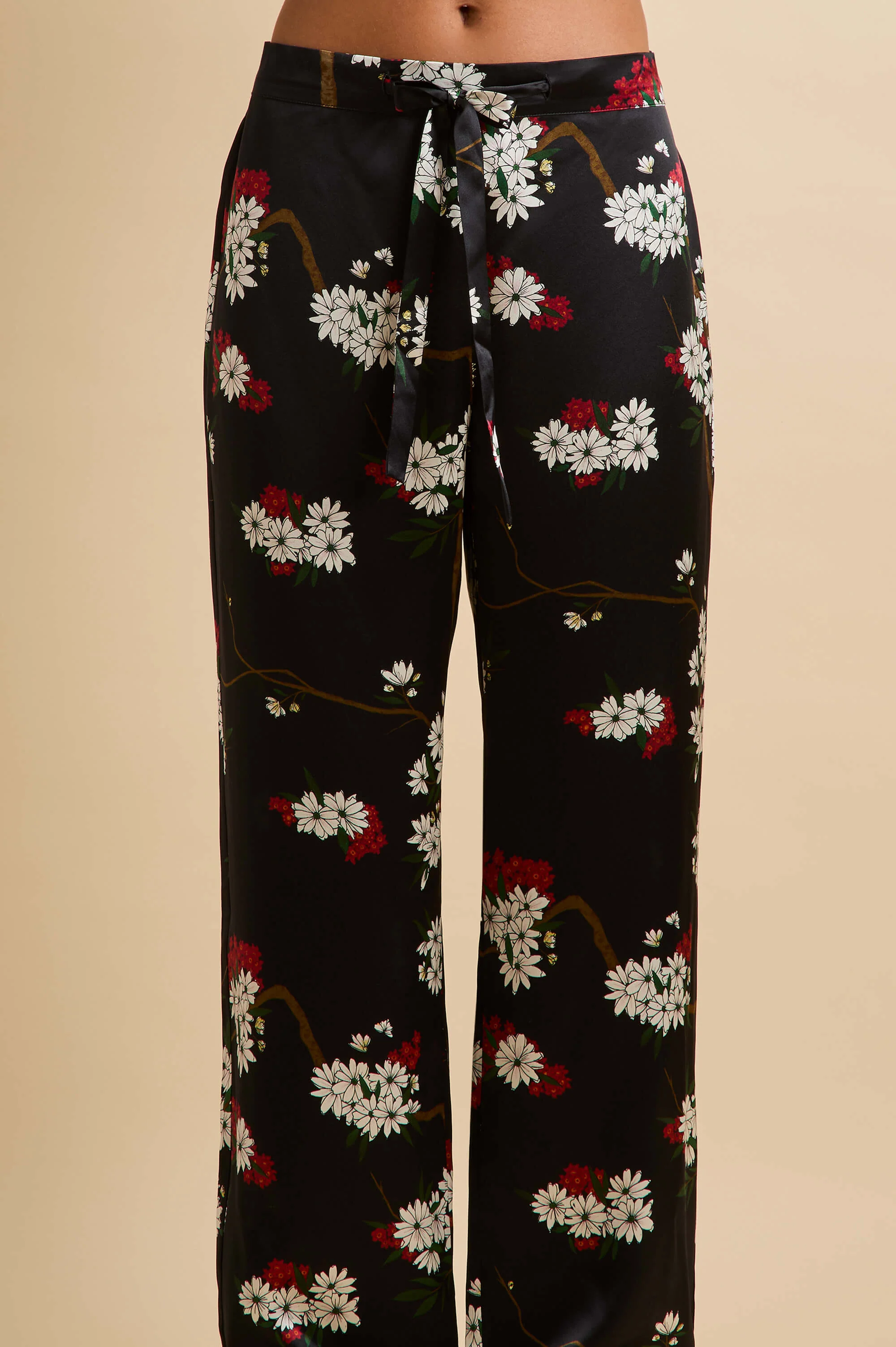 Lila René Black Blossom Pyjamas in Silk Satin - Image 6