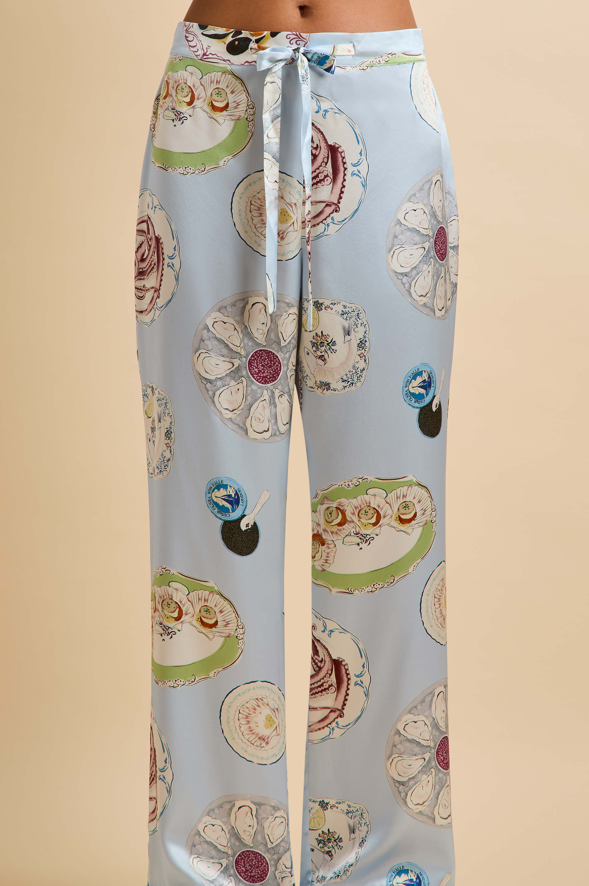 Lila Cadiz Blue Seafood Pyjamas in Silk Satin - Image 6