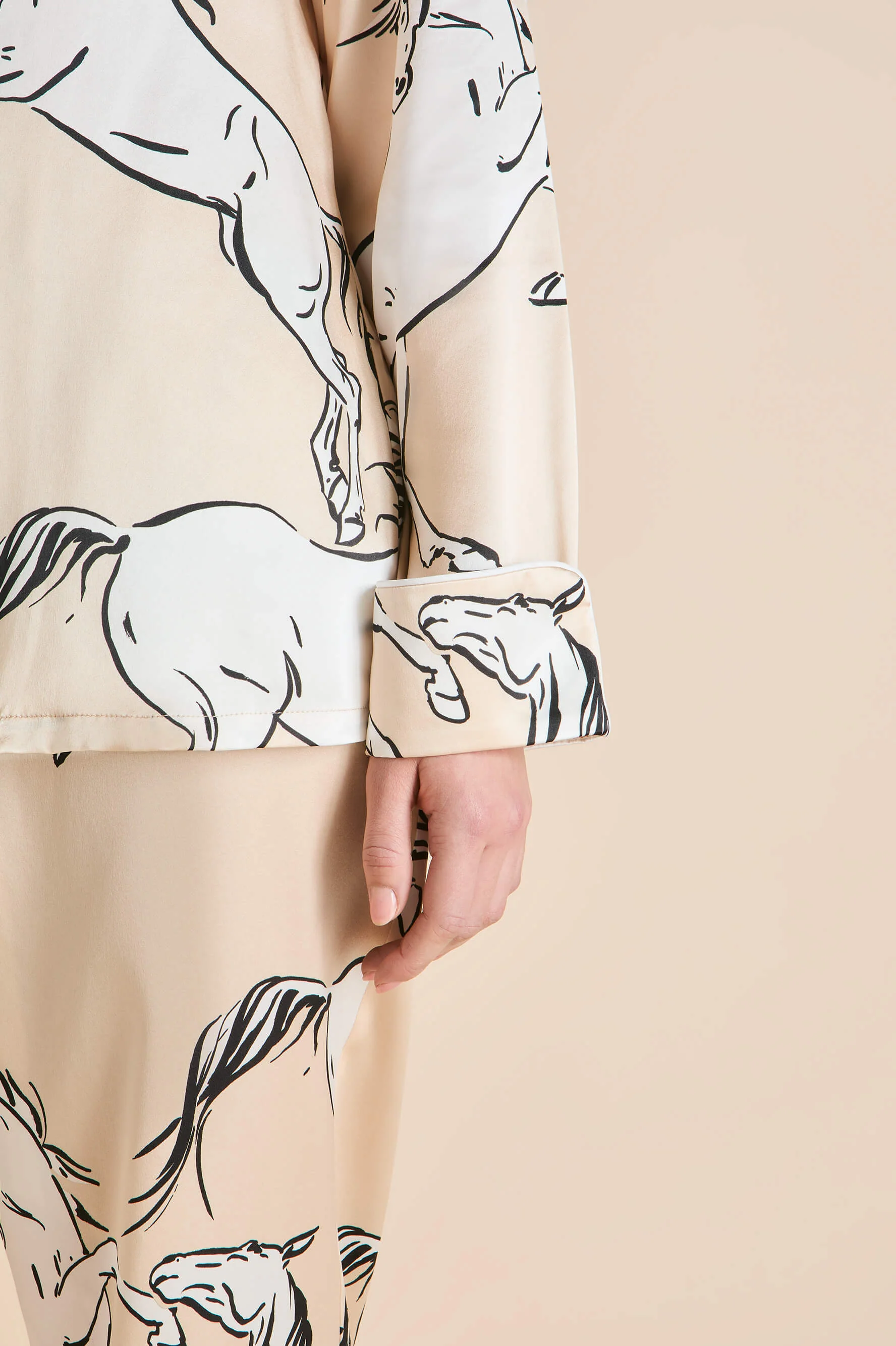 Lila Clementine Caramel Horse Pyjamas in Silk Satin - Image 4
