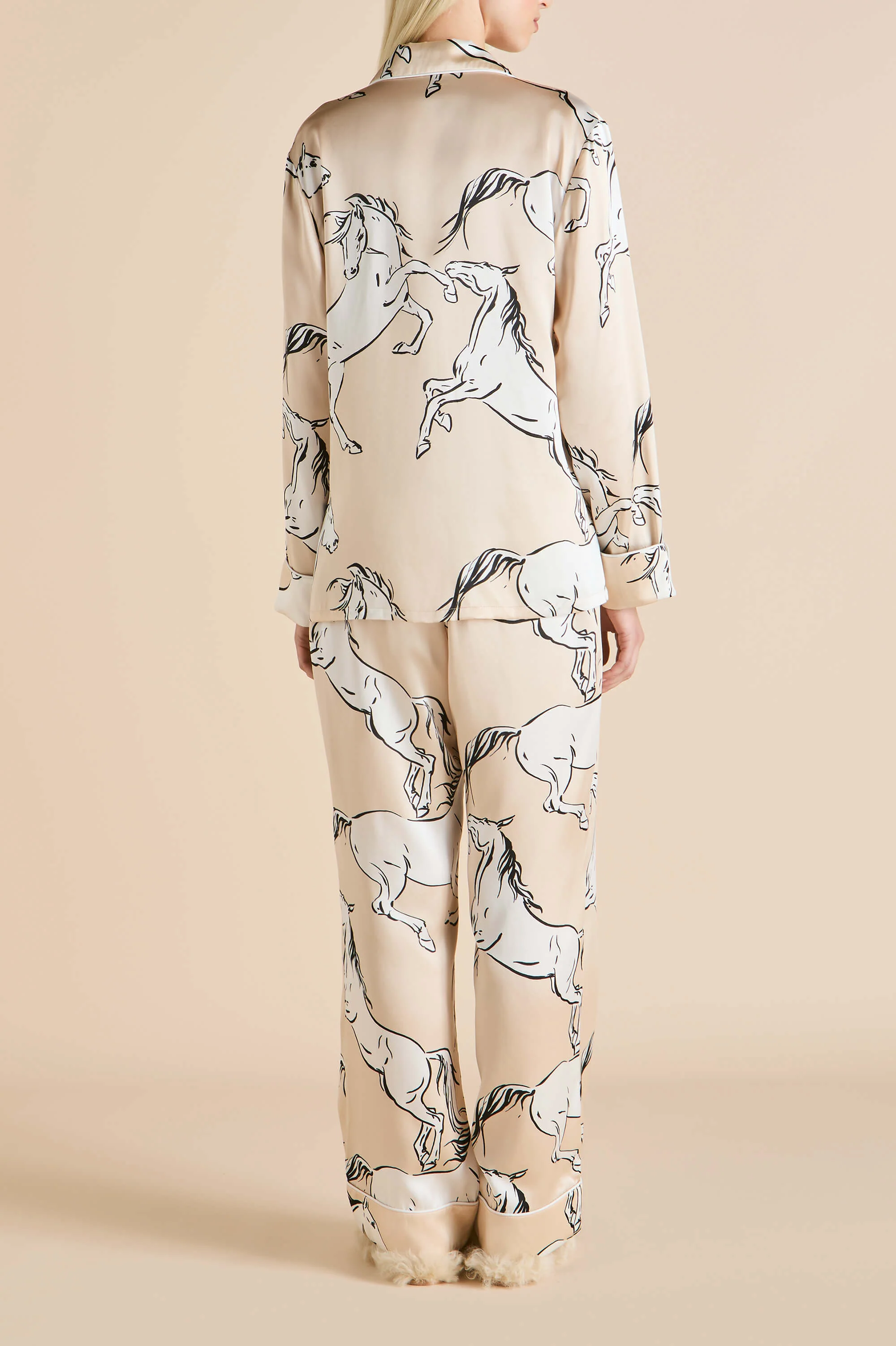 Lila Clementine Caramel Horse Pyjamas in Silk Satin - Image 5