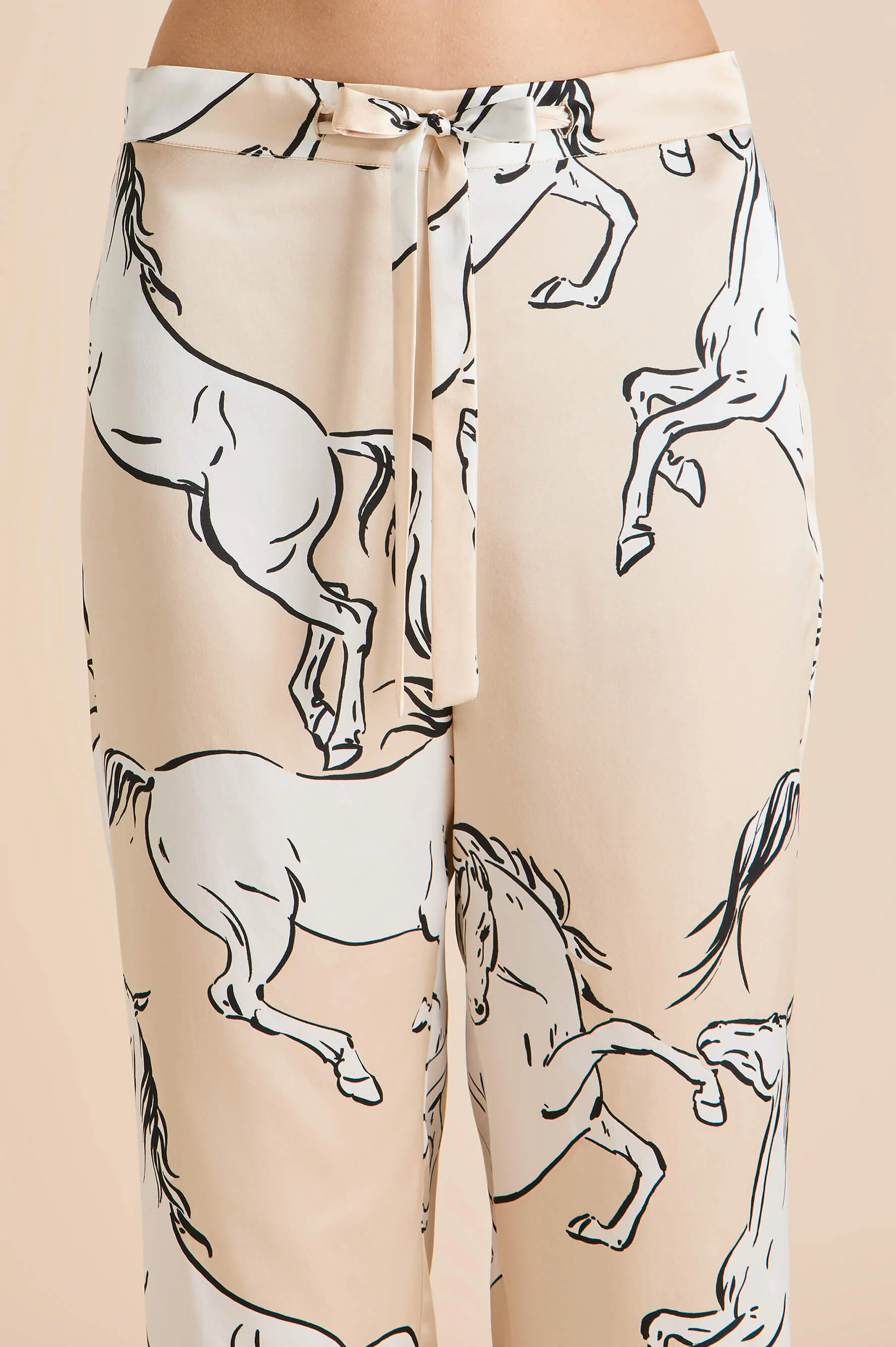 Lila Clementine Caramel Horse Pyjamas in Silk Satin - Image 6