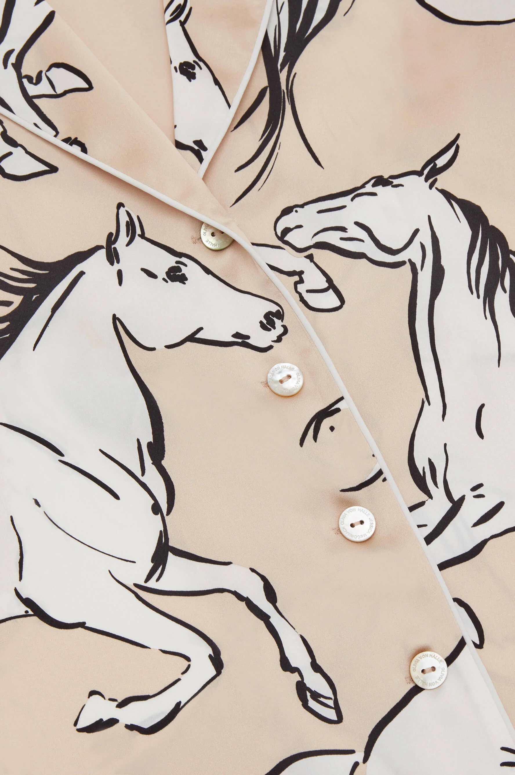 Lila Clementine Caramel Horse Pyjamas in Silk Satin - Image 7