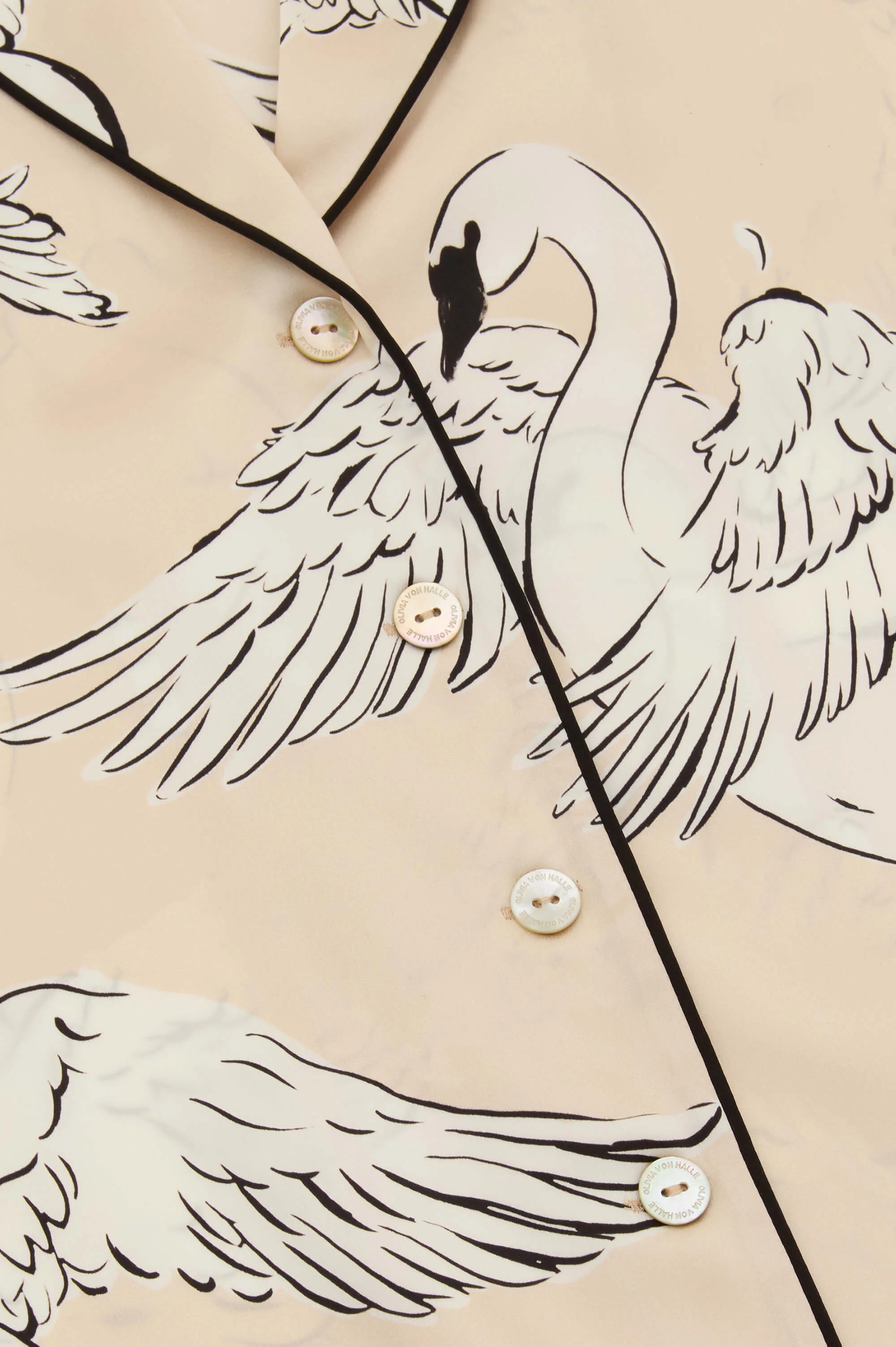 Lila Blanca Cream Swan Pyjamas in Silk Satin - Image 6