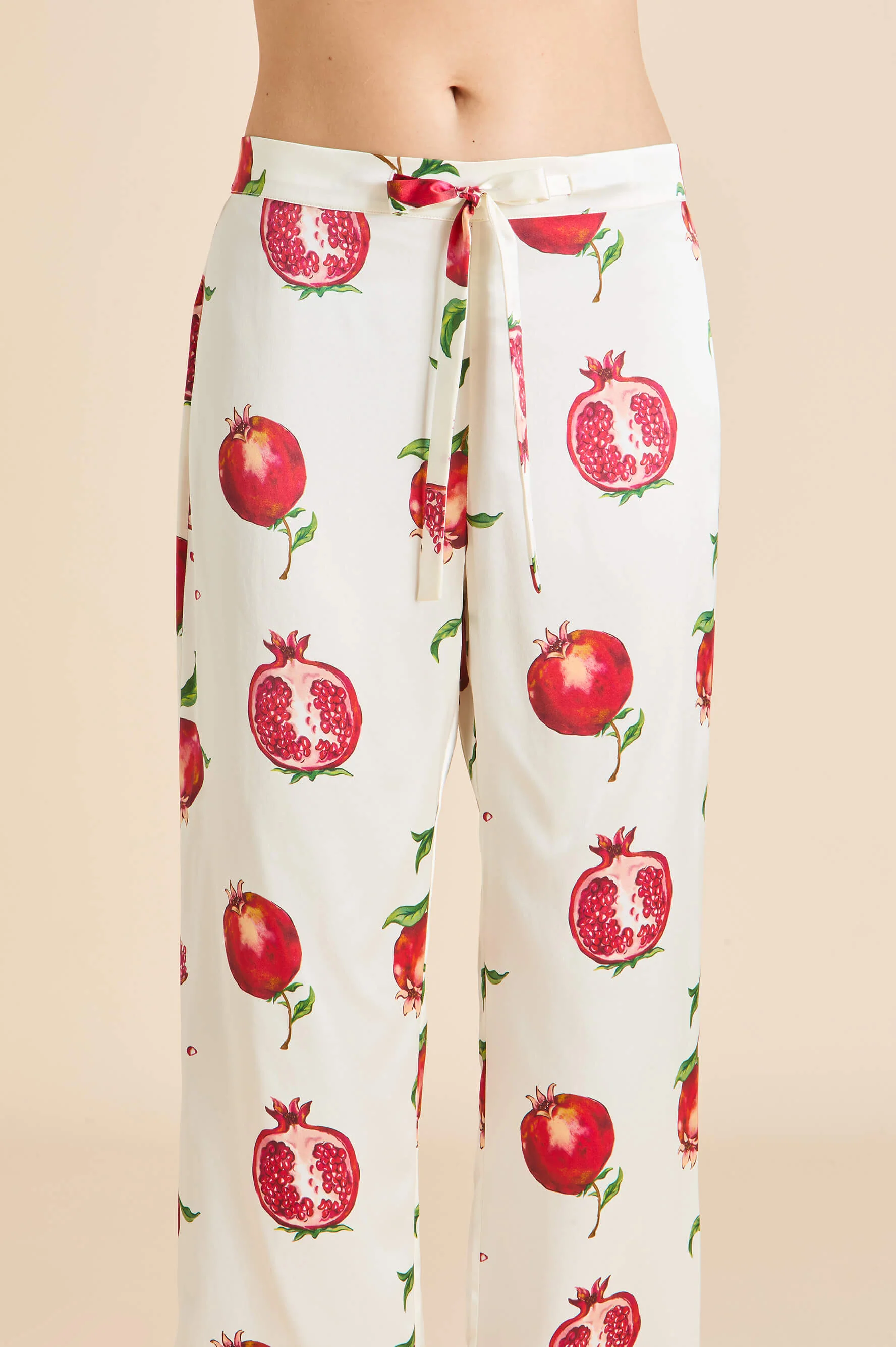 Lila Allegra Ivory Pomegranate Pyjamas in Silk Satin - Image 7