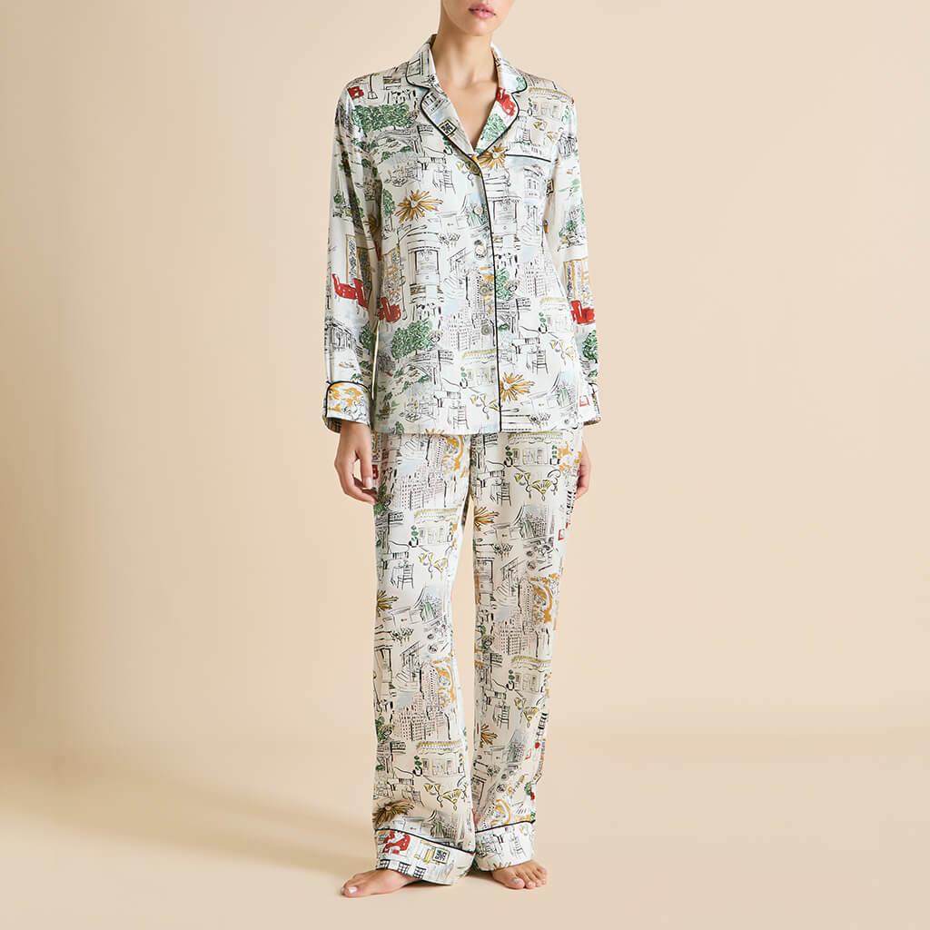 Lila Carlyle Ivory Pyjamas in Silk Satin - Image 2