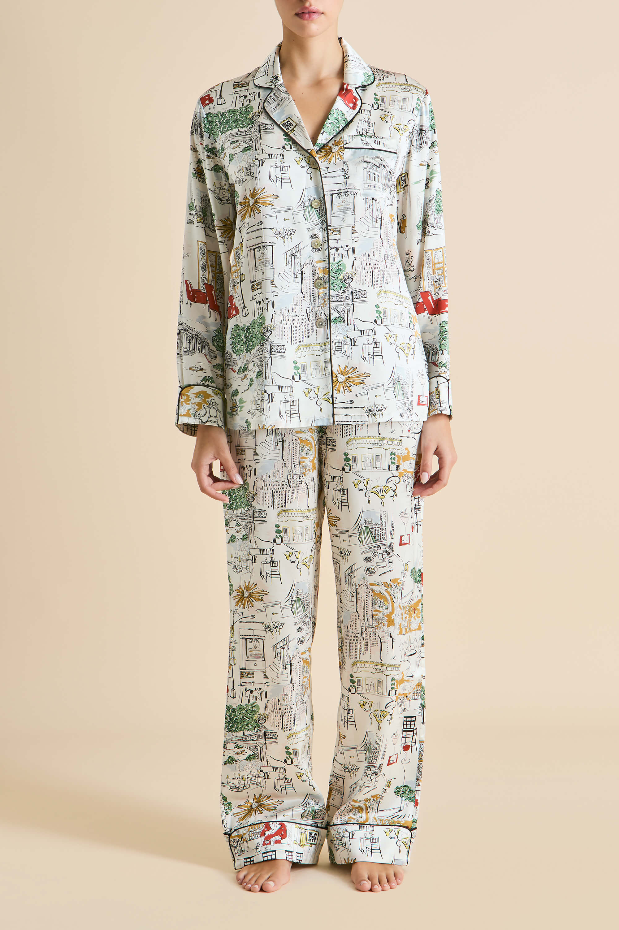 Lila Carlyle Ivory Pyjamas in Silk Satin - Image 5