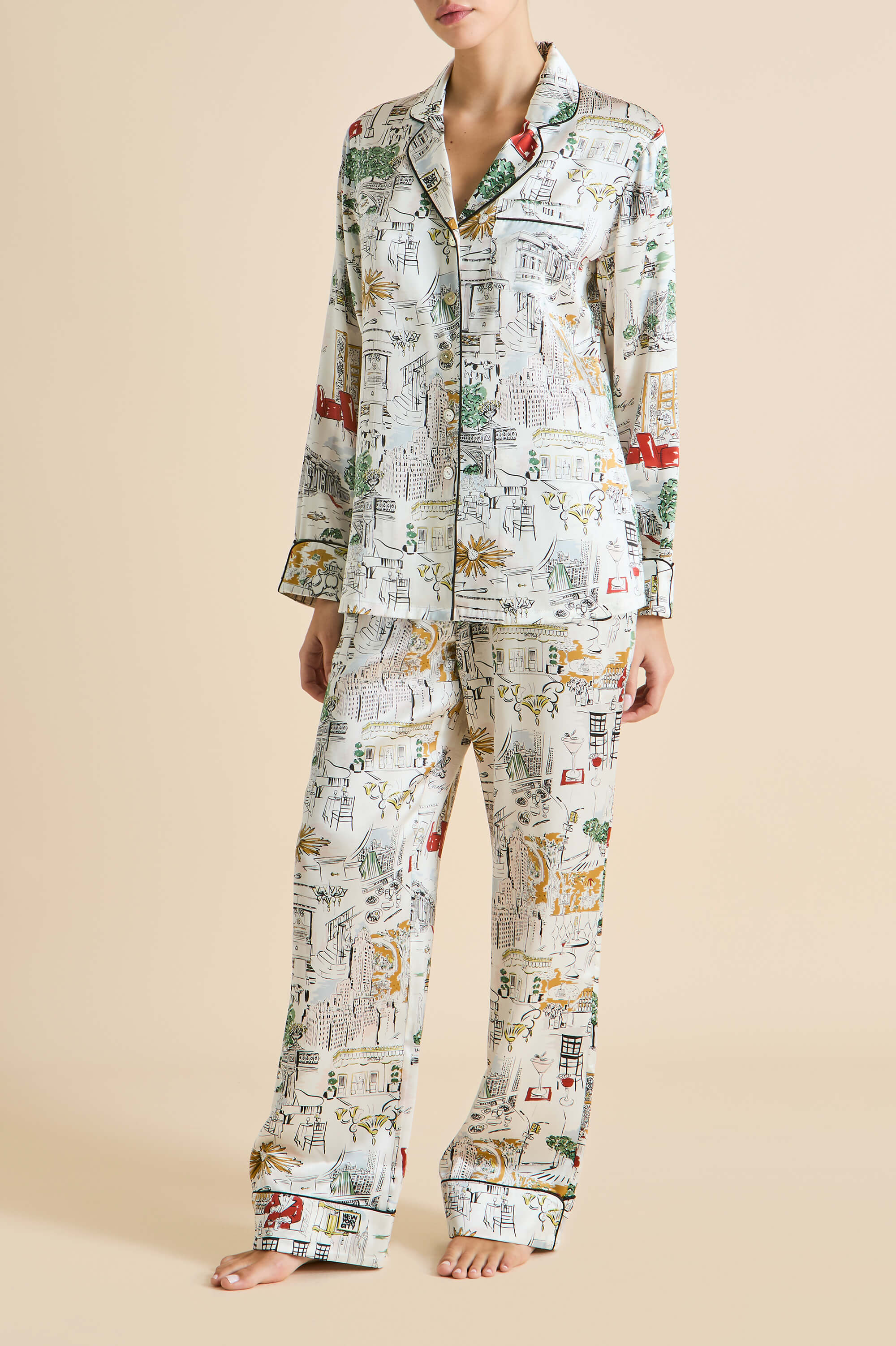 Lila Carlyle Ivory Pyjamas in Silk Satin - Image 6