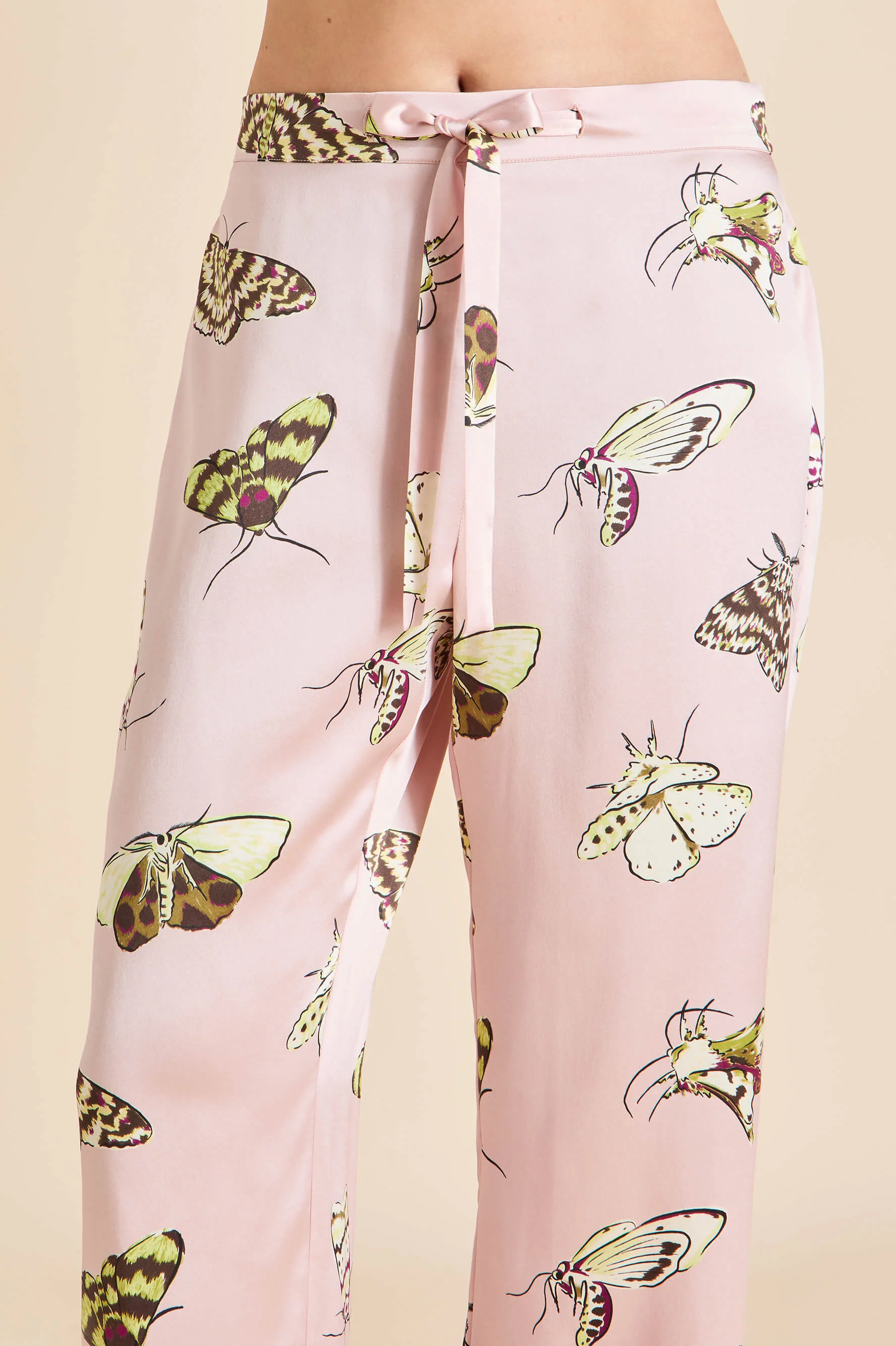Lila Elda Pink Moth Pyjamas in Silk Satin - Image 6