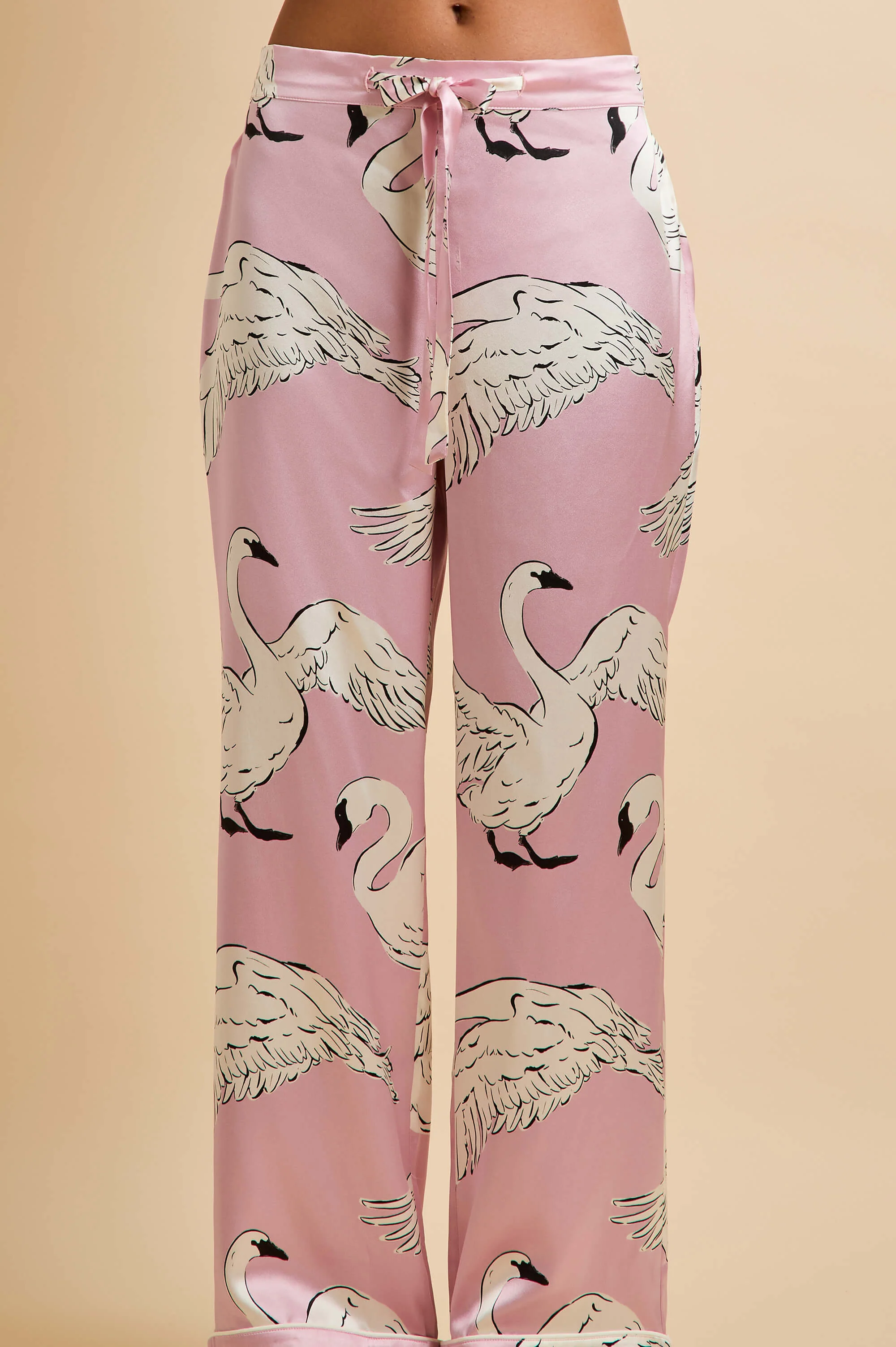 Lila Selene Pink Swan Pyjamas in Silk Satin - Image 6