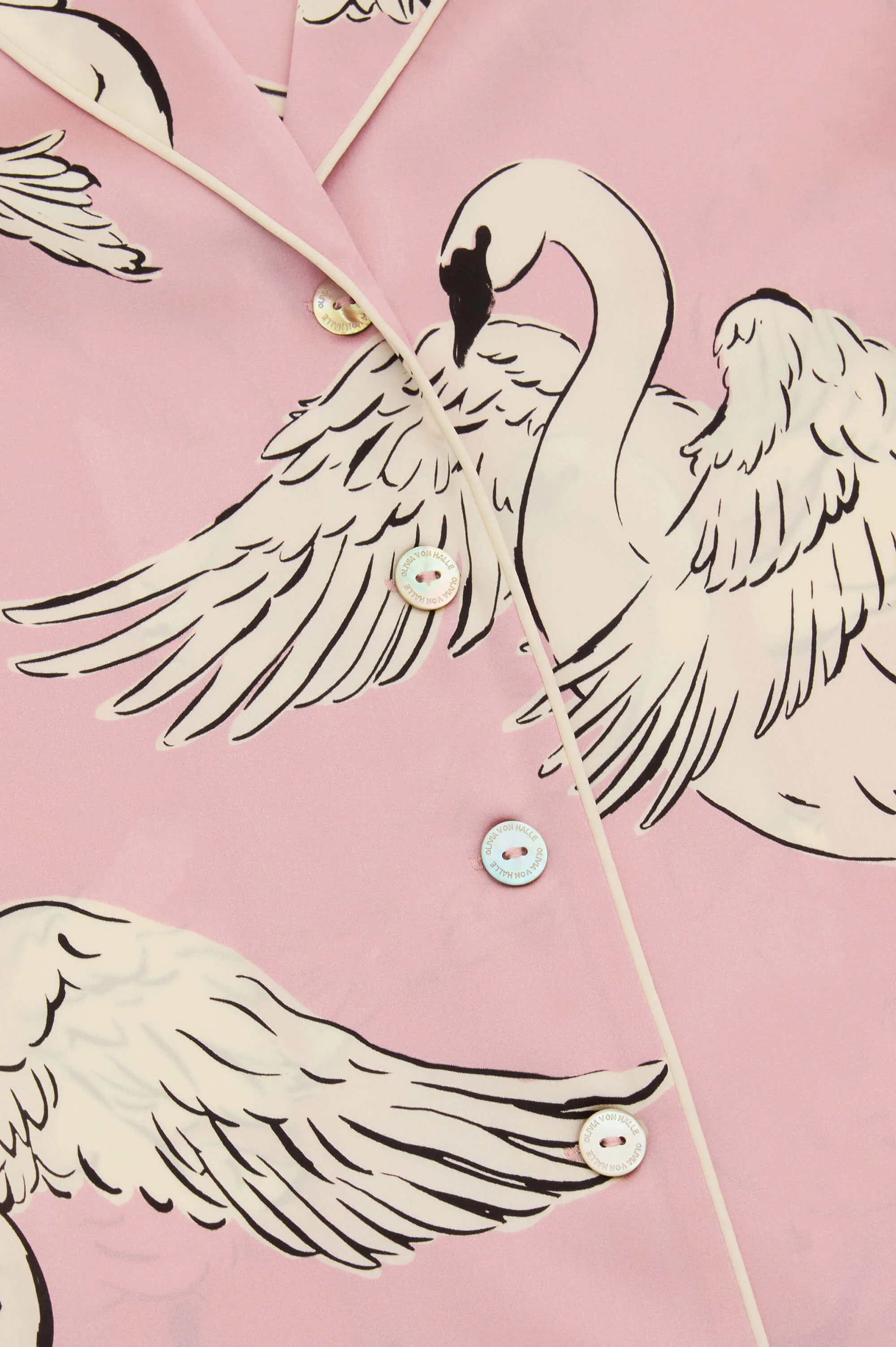 Lila Selene Pink Swan Pyjamas in Silk Satin - Image 7