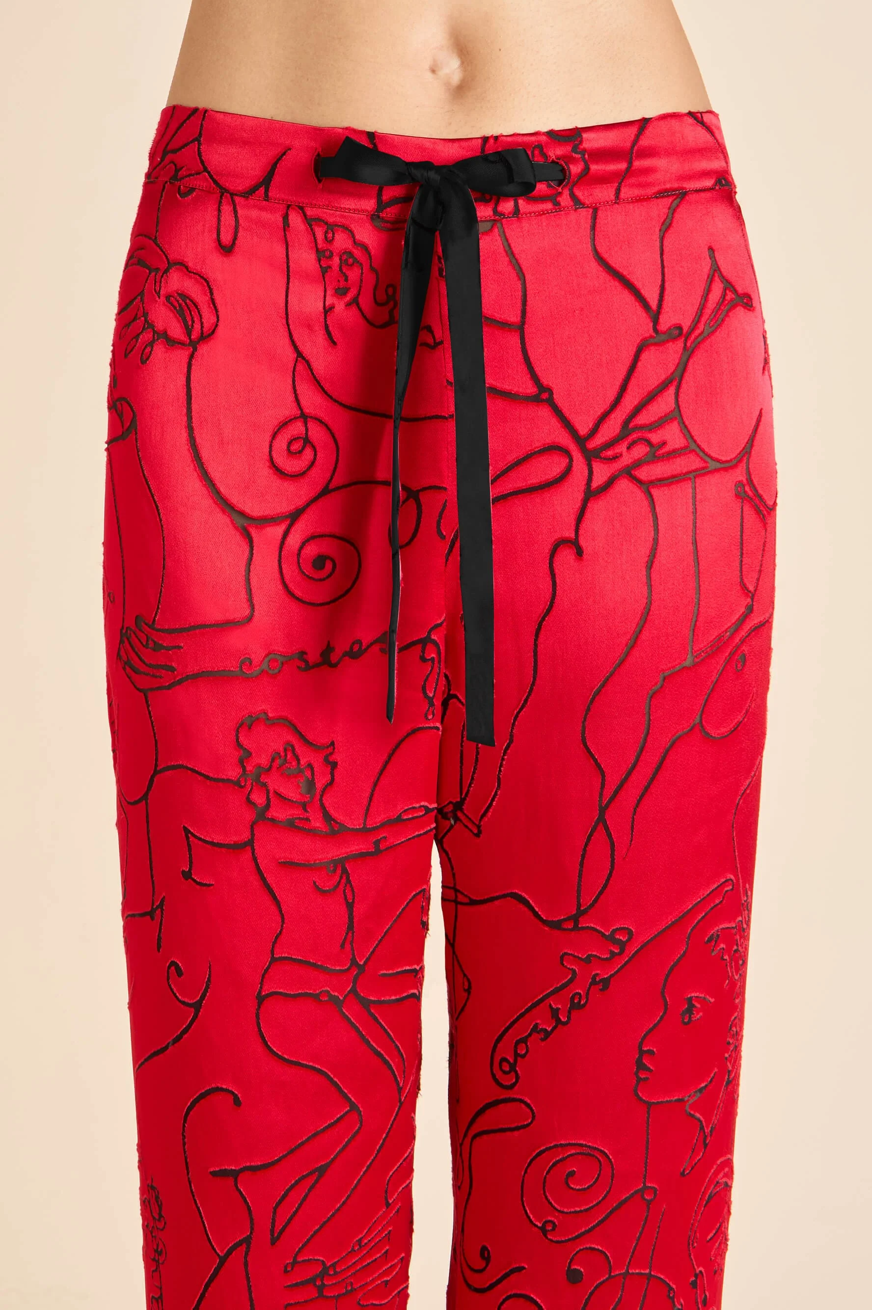 Lila Liaisons Red Figures Pyjamas in Silk Devoré - Image 5