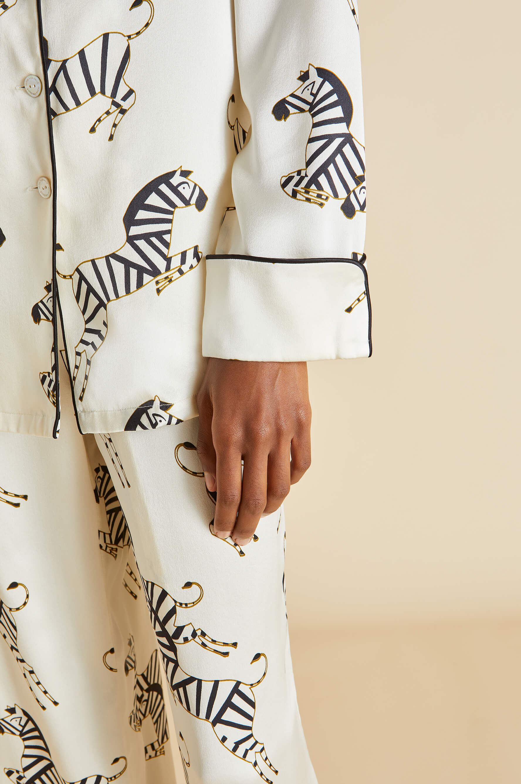 Lila Zebedee Ivory Pyjama Set in Silk Satin - Image 4