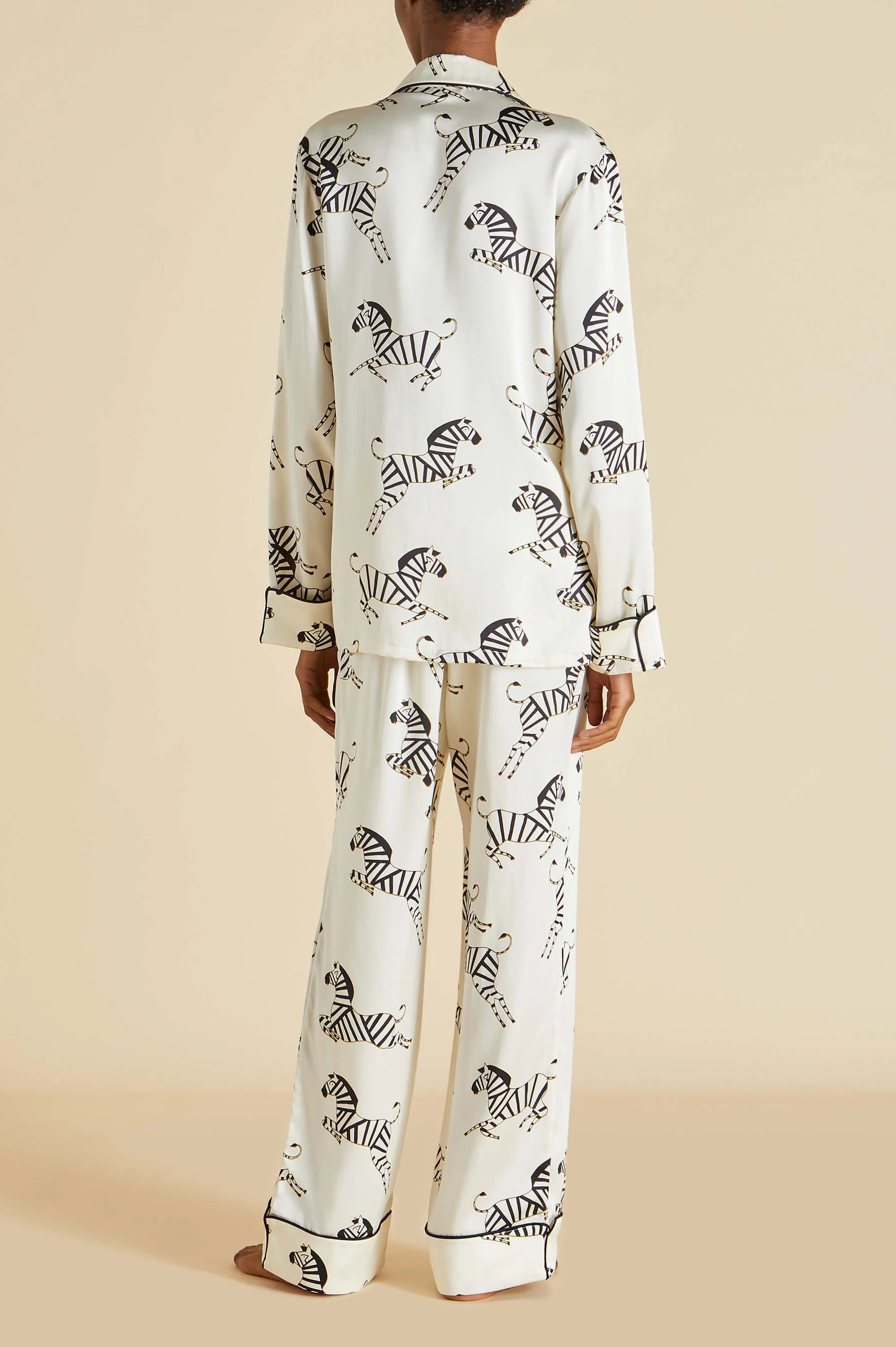 Lila Zebedee Ivory Pyjama Set in Silk Satin - Image 6
