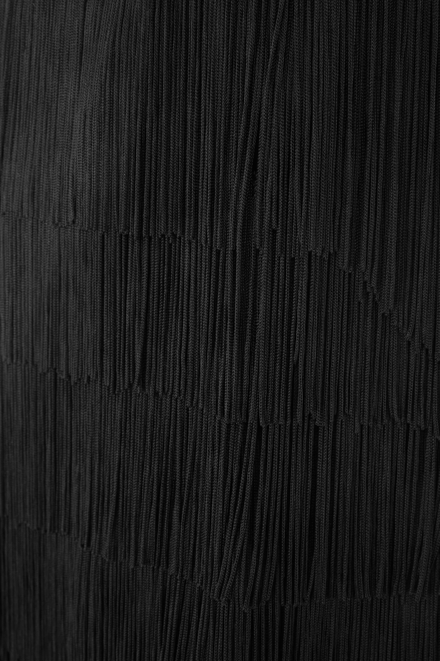Lola Valentina Black Fringe Slip Dress in Silk Satin - Image 6