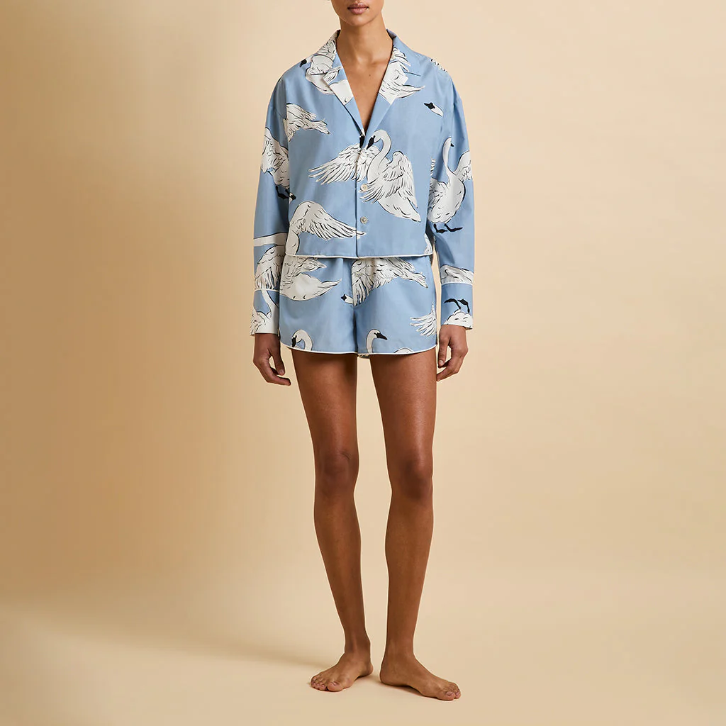 Lucia Laia Blue Swan Pyjamas in Cotton-Silk - Image 2