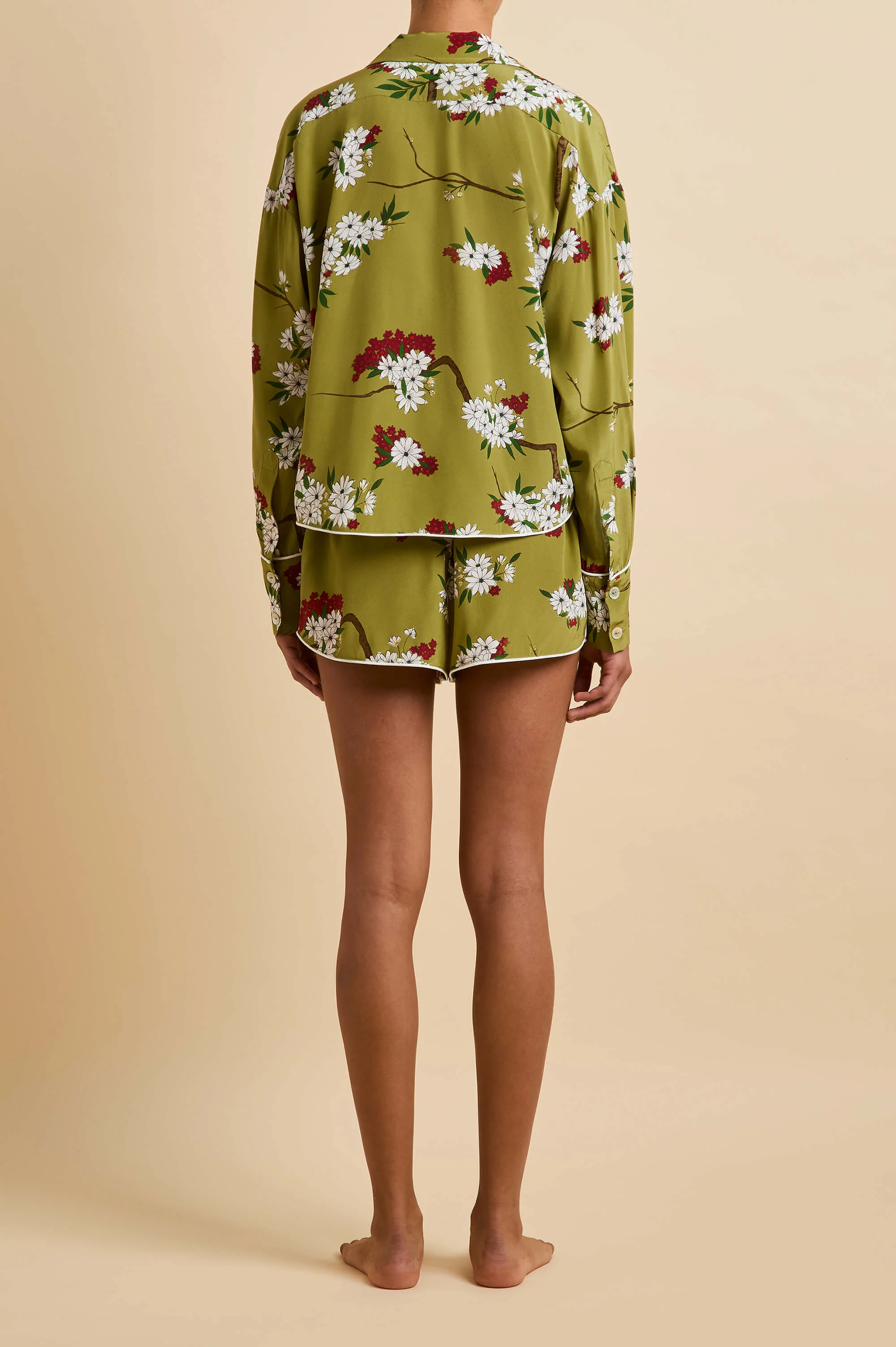 Lucia Cecille Green Blossom Pyjamas in Silk Crêpe de Chine - Image 5