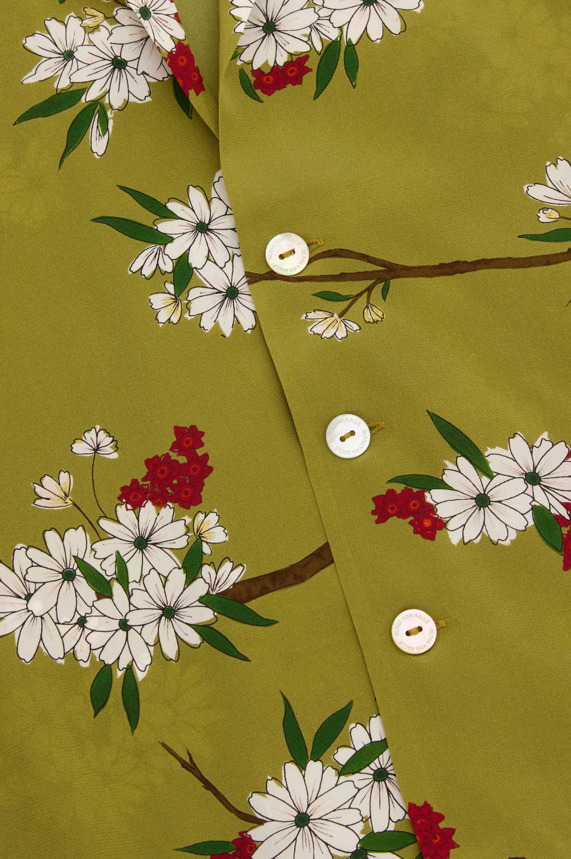 Lucia Cecille Green Blossom Pyjamas in Silk Crêpe de Chine - Image 7