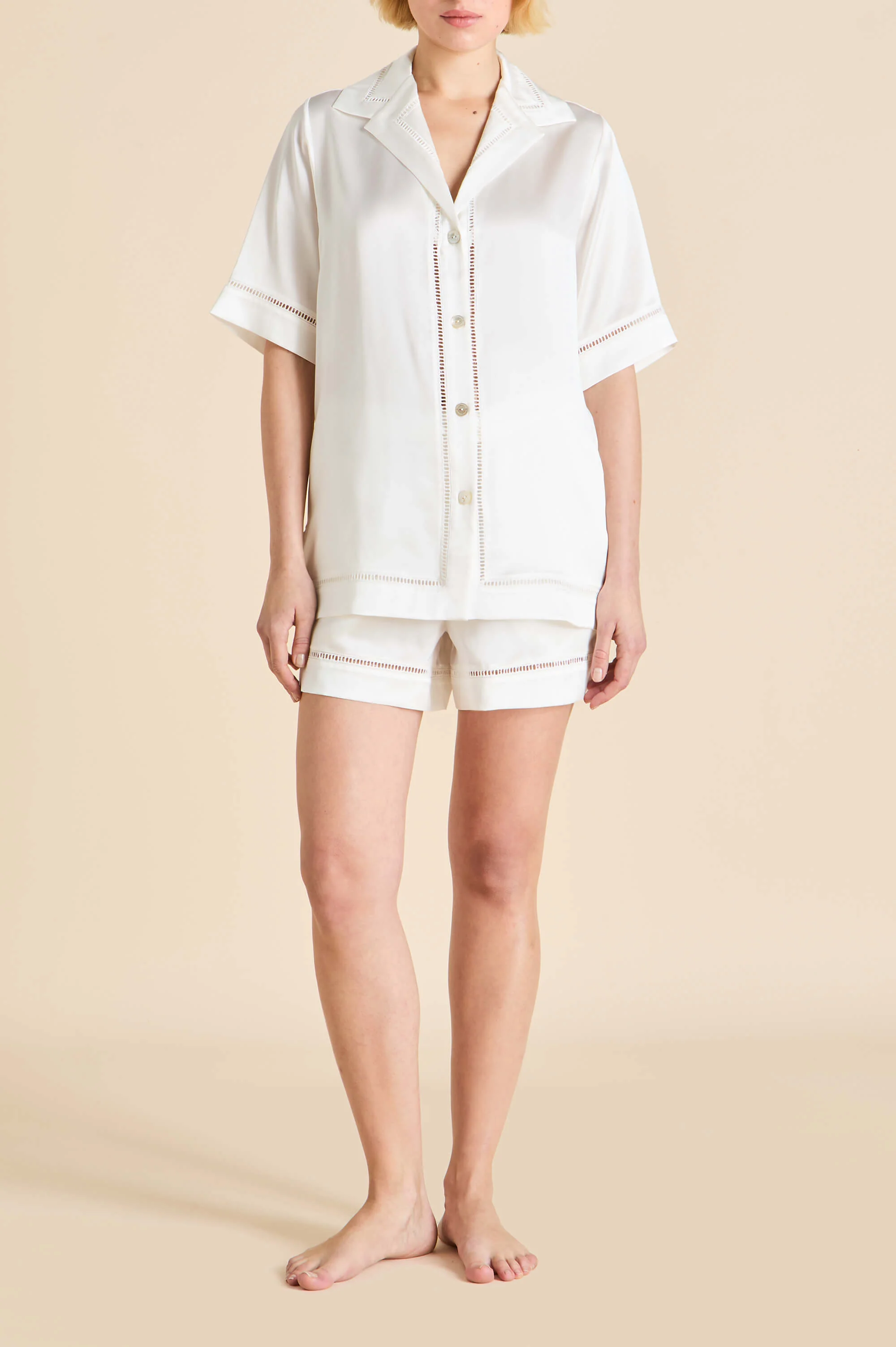 Marlene Ivory Pyjamas in Silk Satin