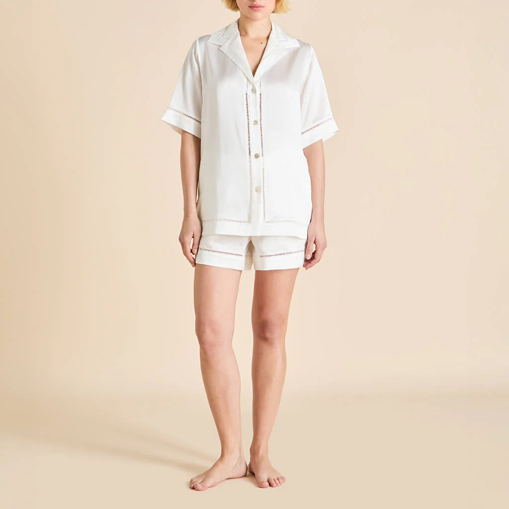 Marlene Ivory Pyjamas in Silk Satin - Image 2