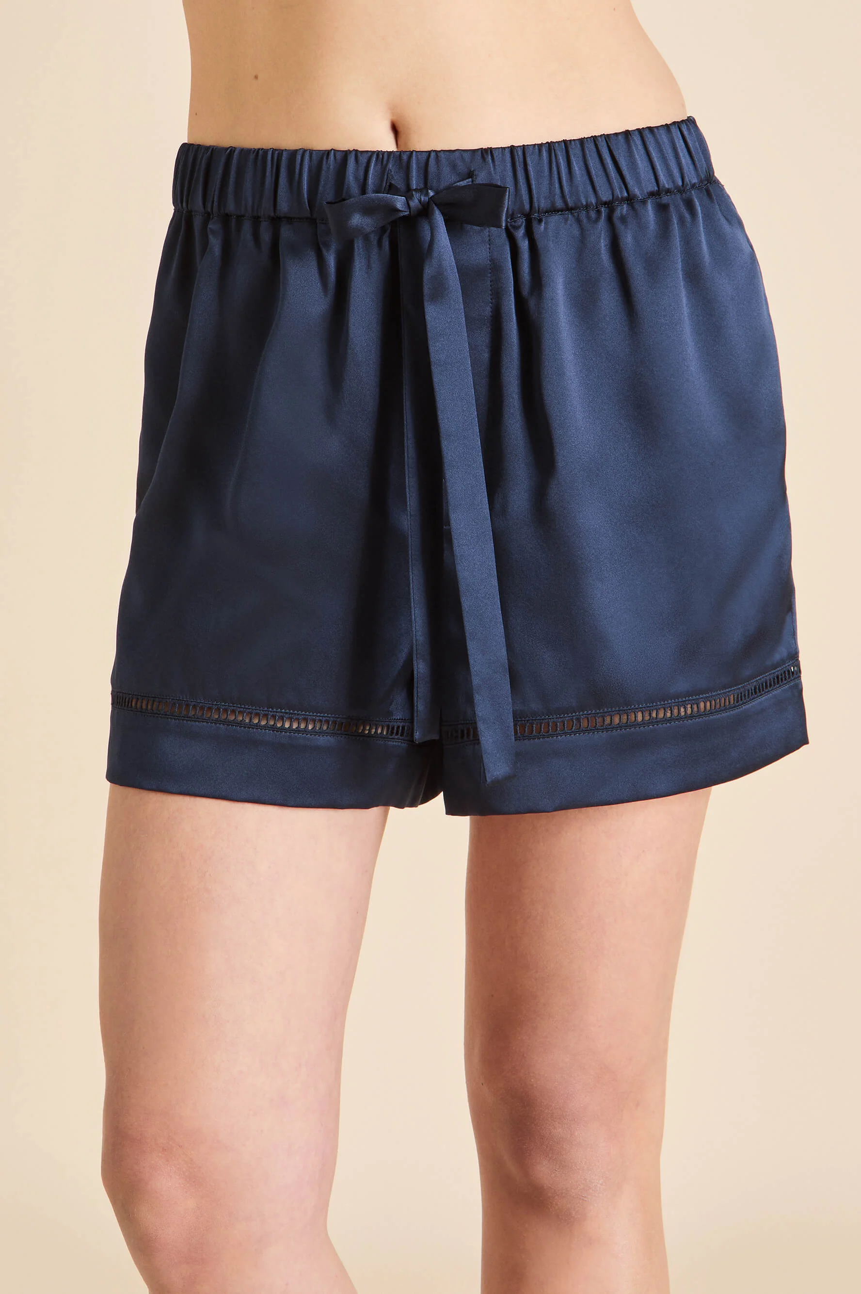 Marlene Navy Pyjamas in Silk Satin - Image 5