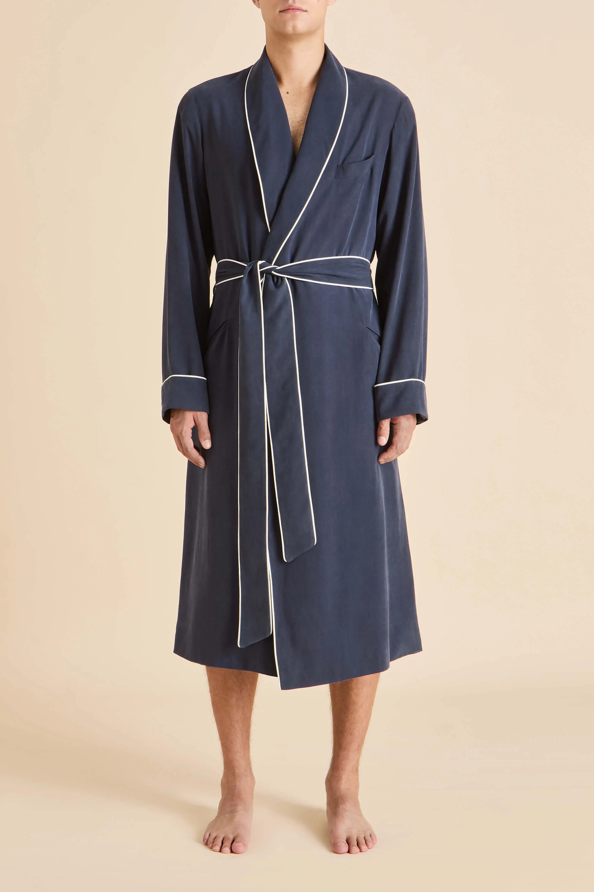 Mescal Navy Robe in Sandwashed Silk - Image 3