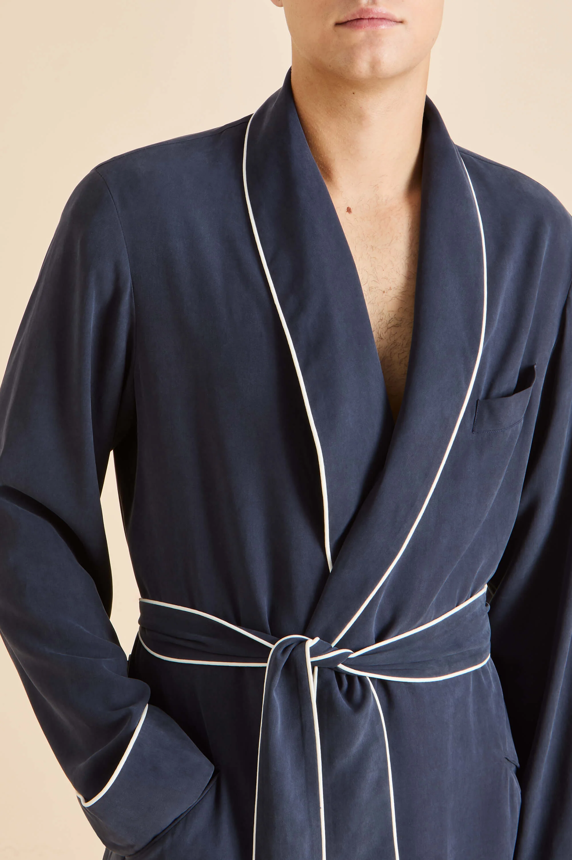 Mescal Navy Robe in Sandwashed Silk - Image 4