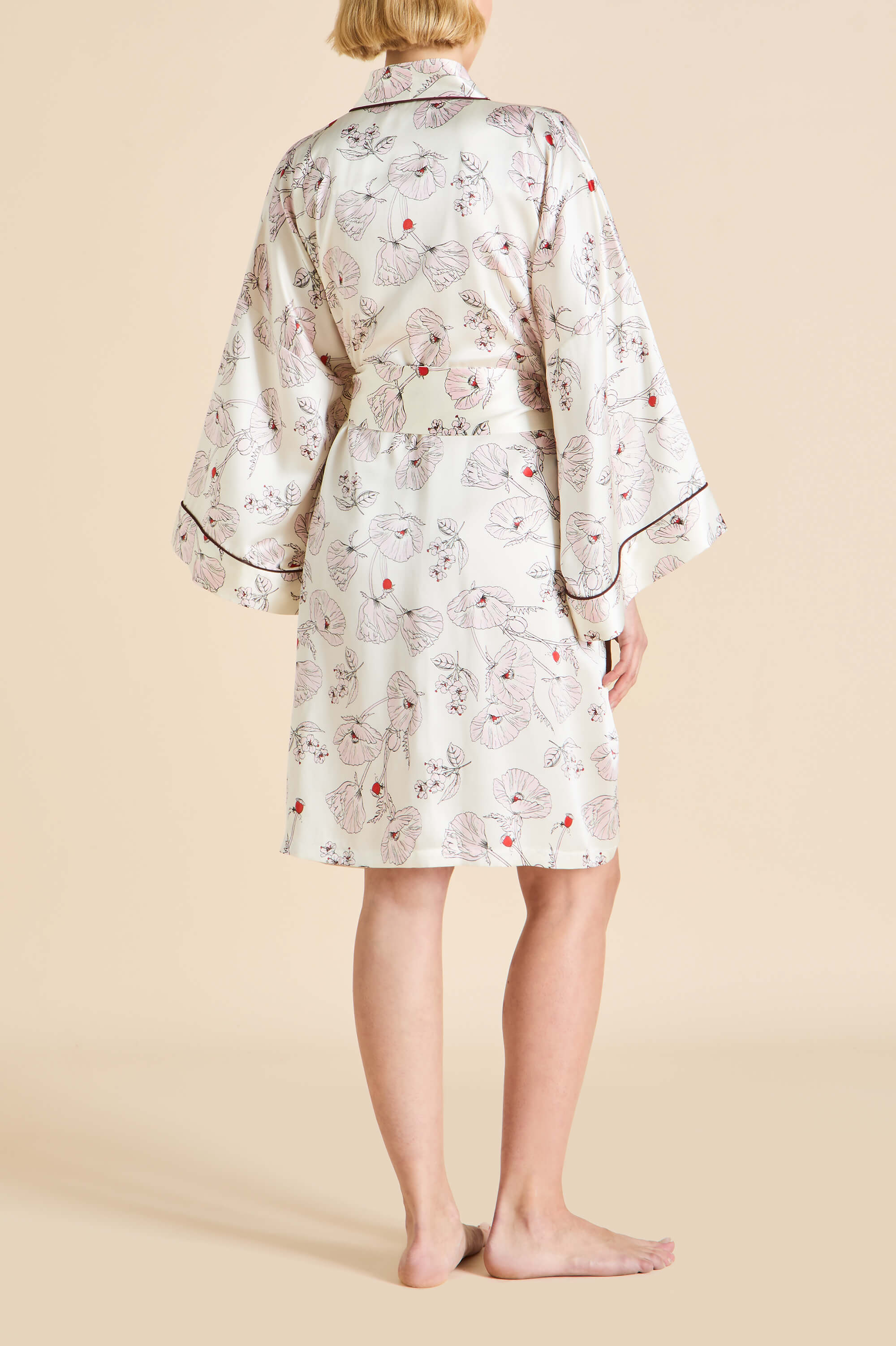 Mimi Rosalia Ivory Floral Robe in Silk Satin - Image 5
