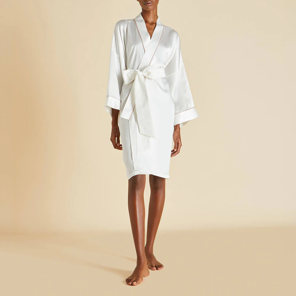 Mimi Ivory Oyster Robe in Silk Satin - Image 2