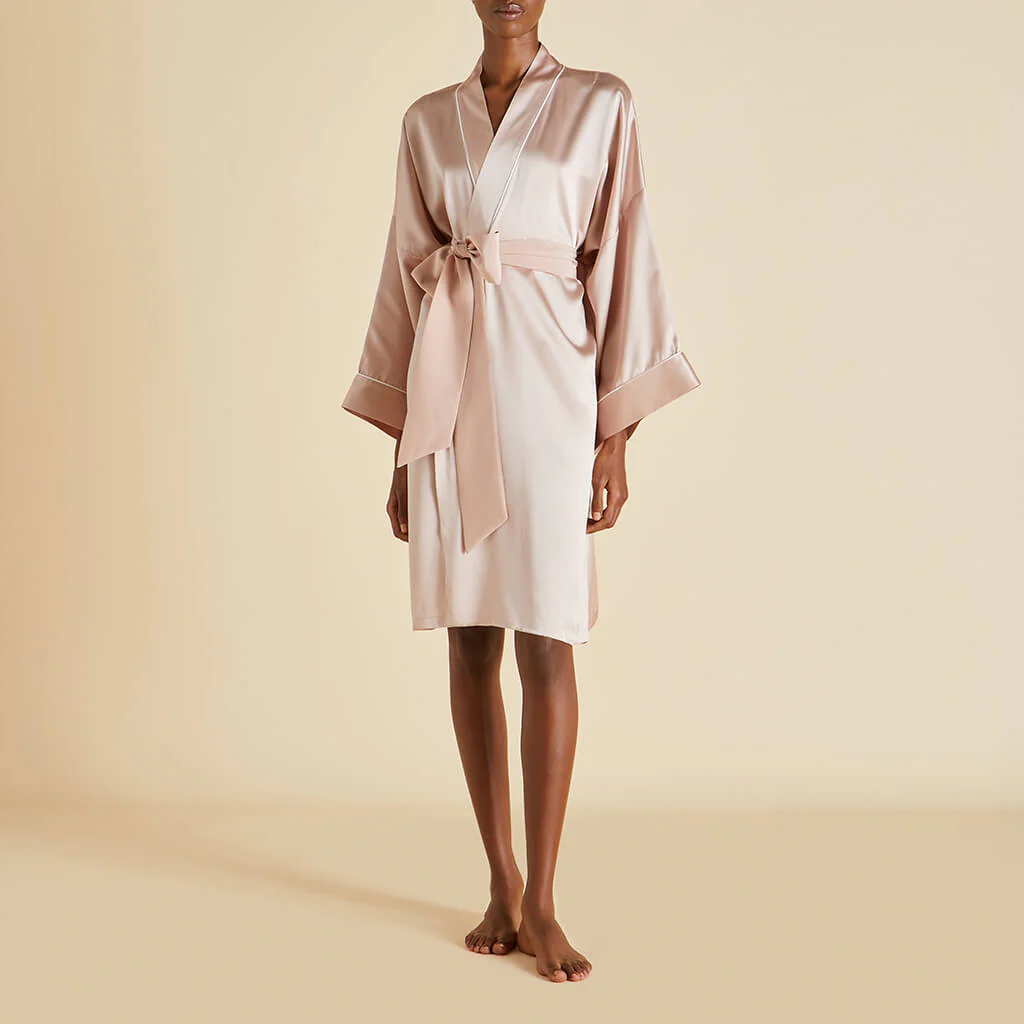 Mimi Oyster Ivory Robe in Silk Satin - Image 2